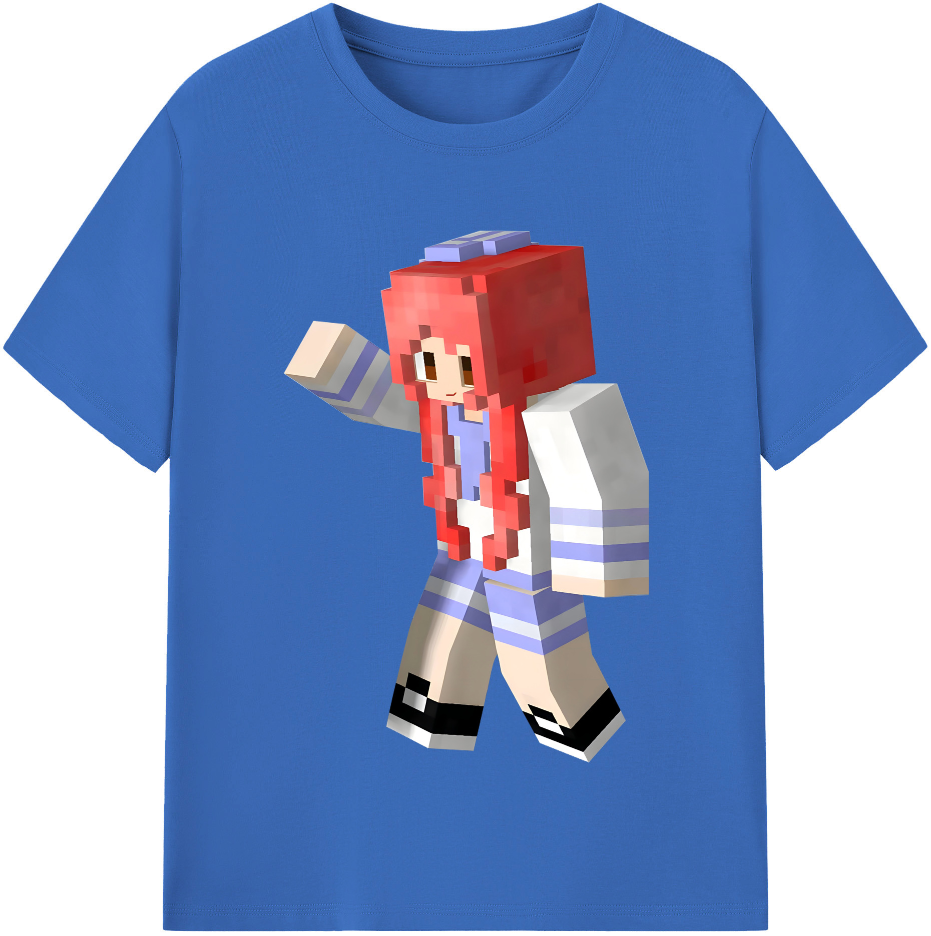 （画像用） マインクラフト ブロックの世界 Minecraft MC Block world 綿100％半袖Tシャツ（フロントプリント）