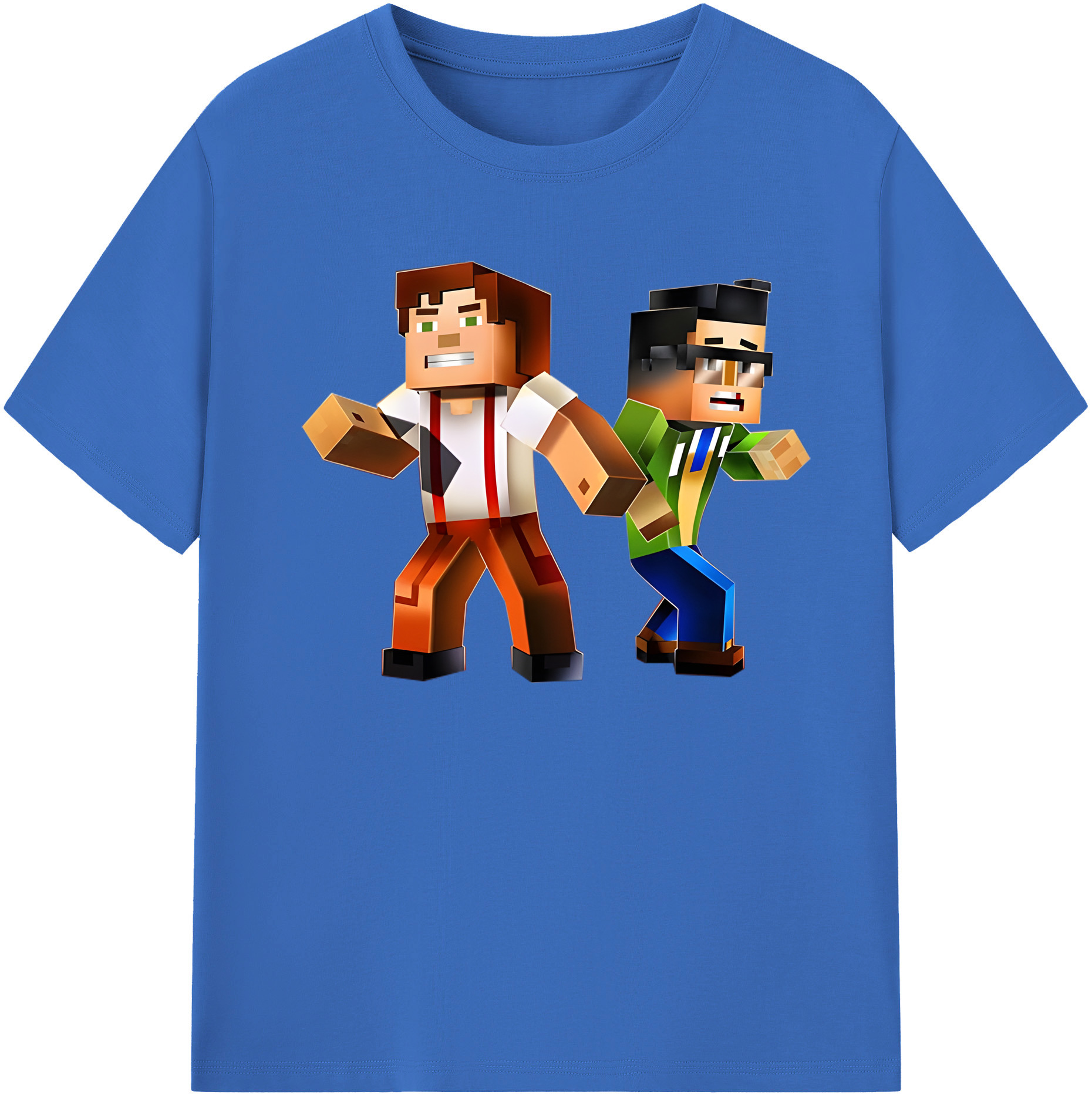 （画像用） マインクラフト ブロックの世界 Minecraft MC Block world 綿100％半袖Tシャツ（フロントプリント）
