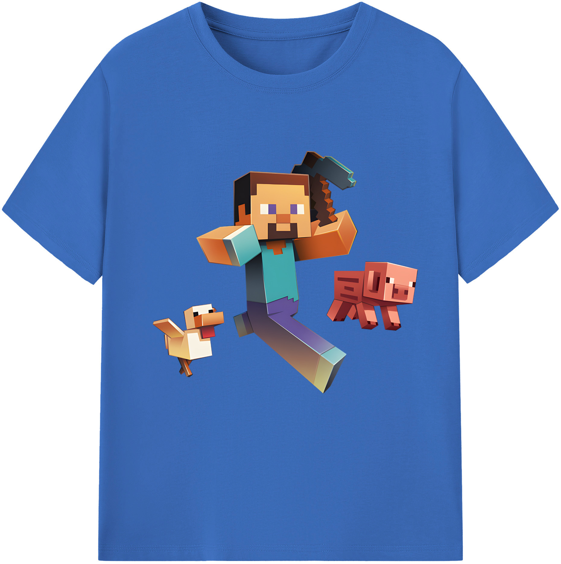 （画像用） マインクラフト ブロックの世界 Minecraft MC Block world 綿100％半袖Tシャツ（フロントプリント）