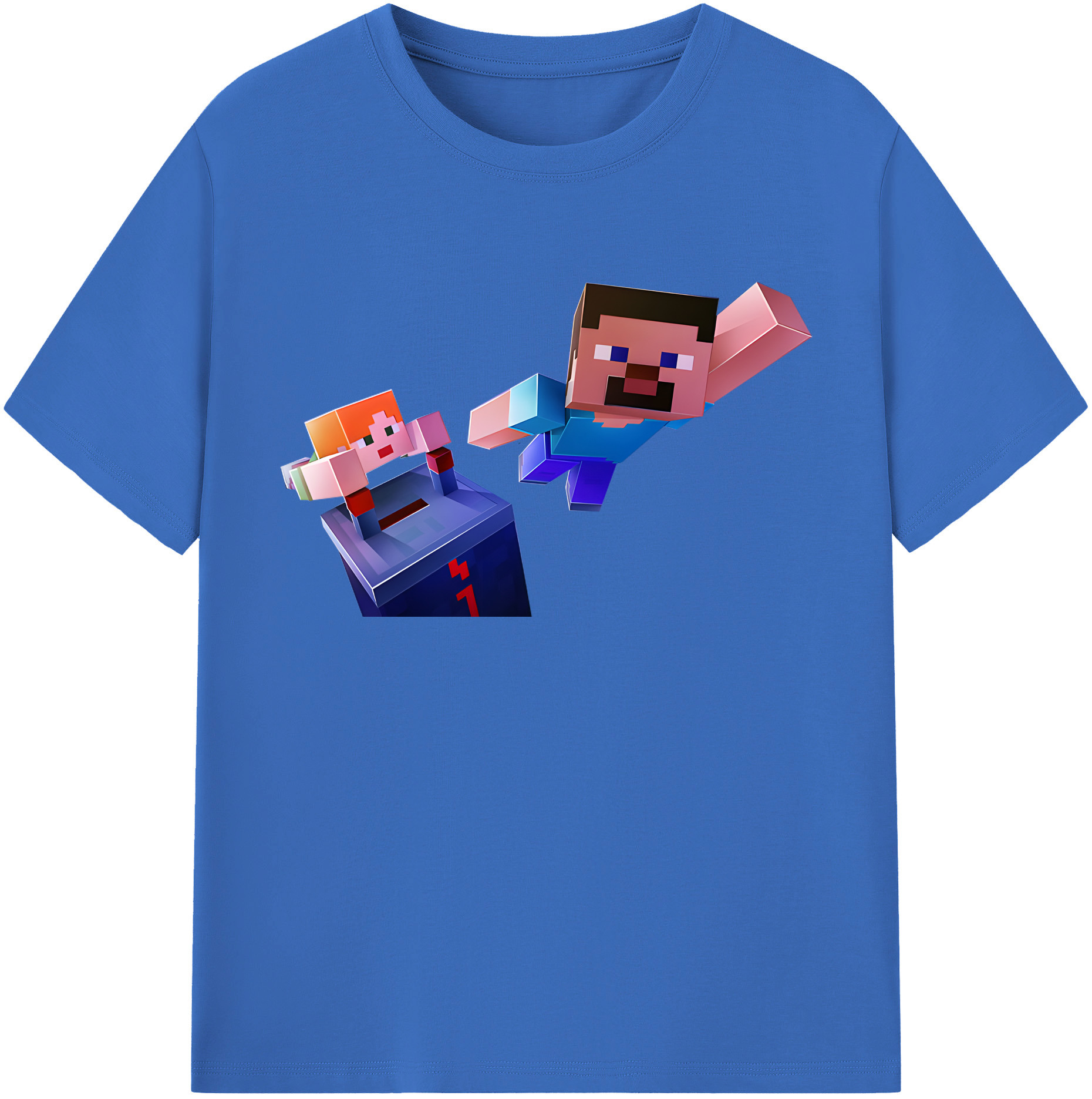 （画像用） マインクラフト ブロックの世界 Minecraft MC Block world 綿100％半袖Tシャツ（フロントプリント）