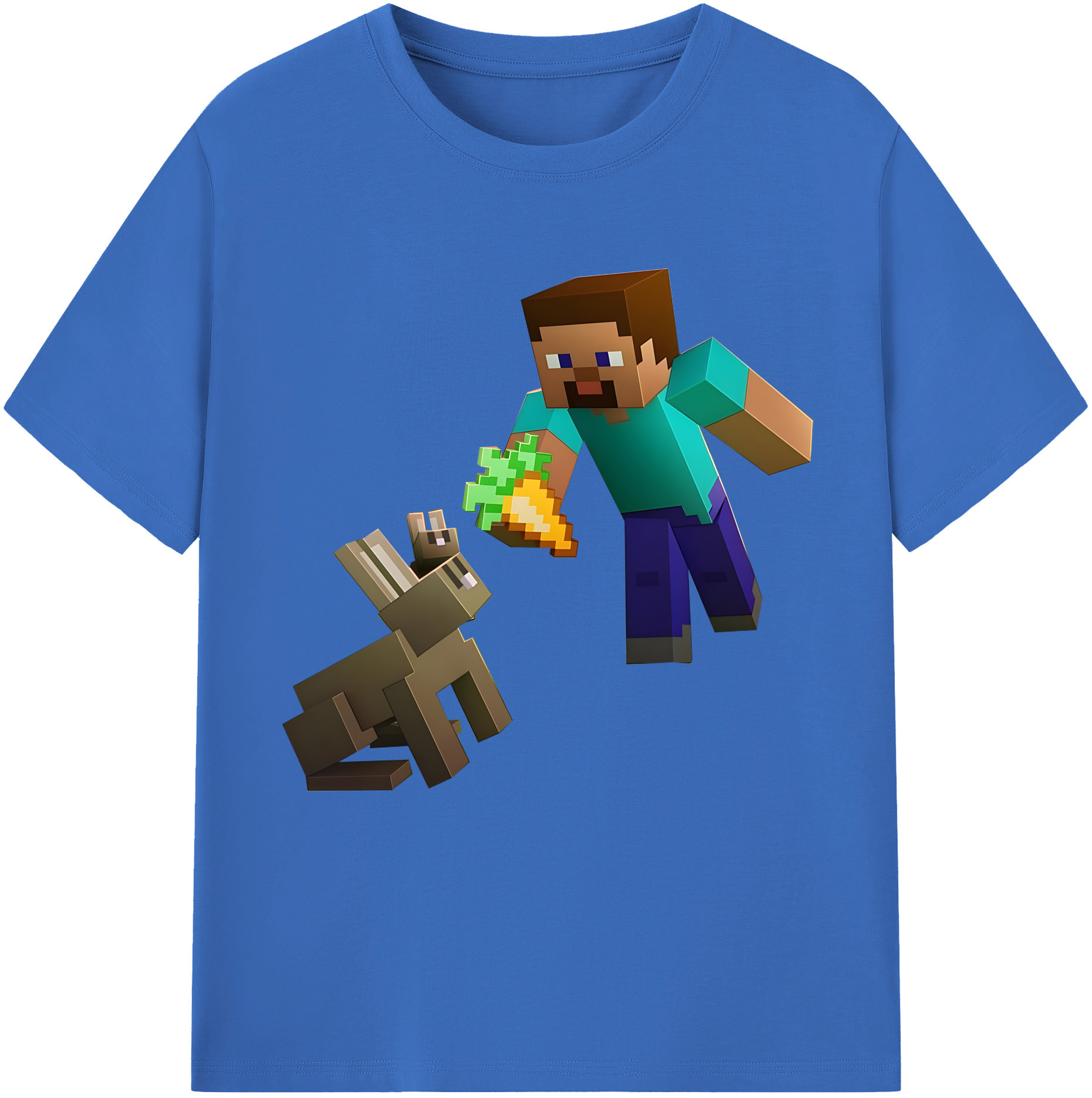 （画像用） マインクラフト ブロックの世界 Minecraft MC Block world 綿100％半袖Tシャツ（フロントプリント）