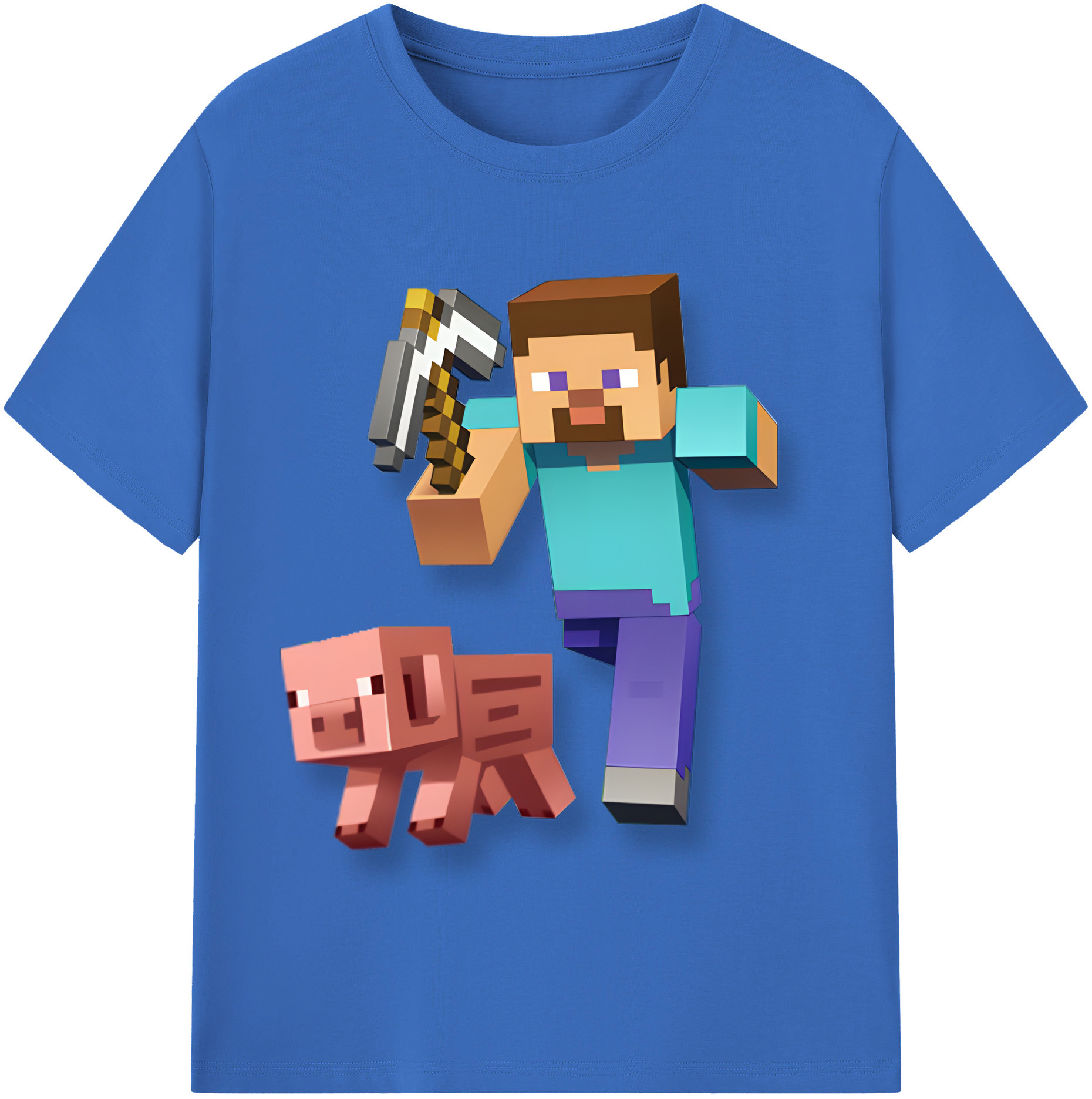 （画像用） マインクラフト ブロックの世界 Minecraft MC Block world 綿100％半袖Tシャツ（フロントプリント）
