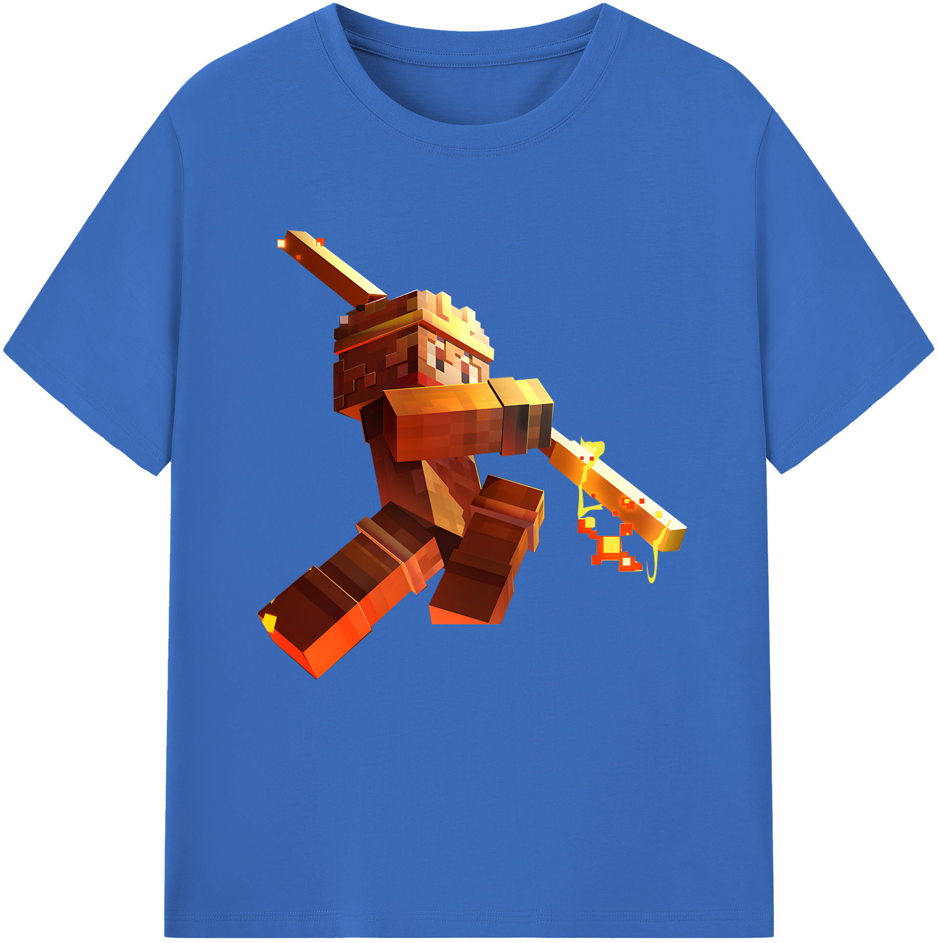 （画像用） マインクラフト ブロックの世界 Minecraft MC Block world 綿100％半袖Tシャツ（フロントプリント）