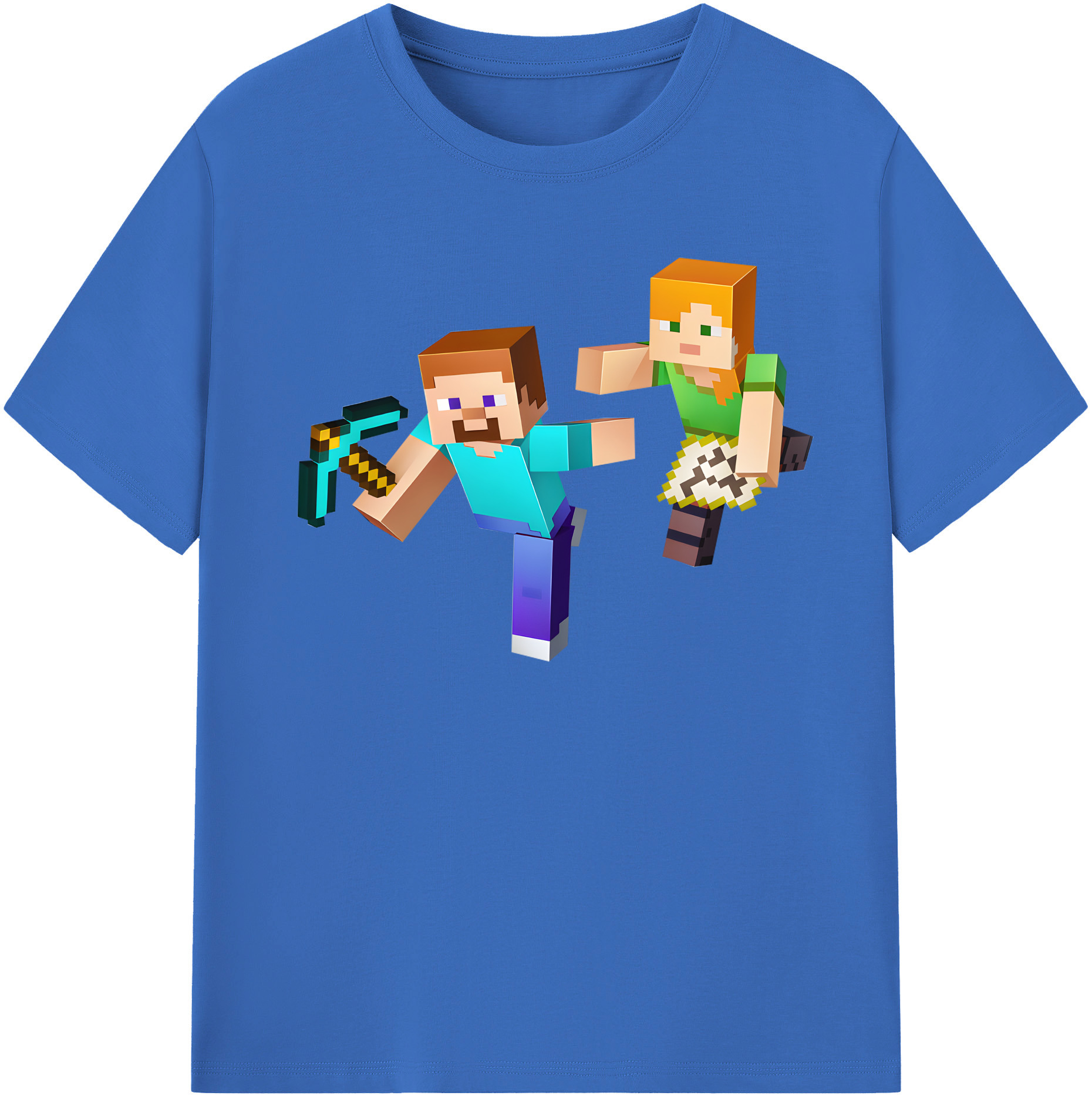 （画像用） マインクラフト ブロックの世界 Minecraft MC Block world 綿100％半袖Tシャツ（フロントプリント）