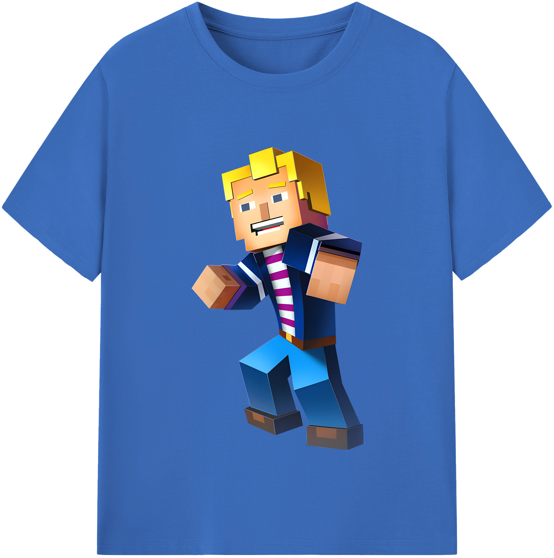 （画像用） マインクラフト ブロックの世界 Minecraft MC Block world 綿100％半袖Tシャツ（フロントプリント）