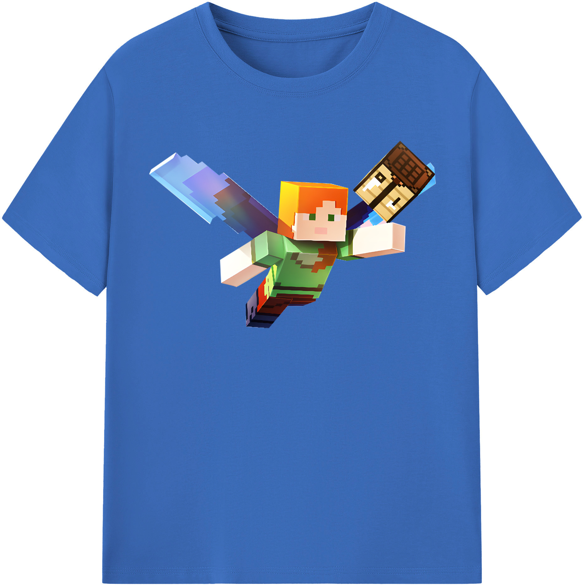 （画像用） マインクラフト ブロックの世界 Minecraft MC Block world 綿100％半袖Tシャツ（フロントプリント）