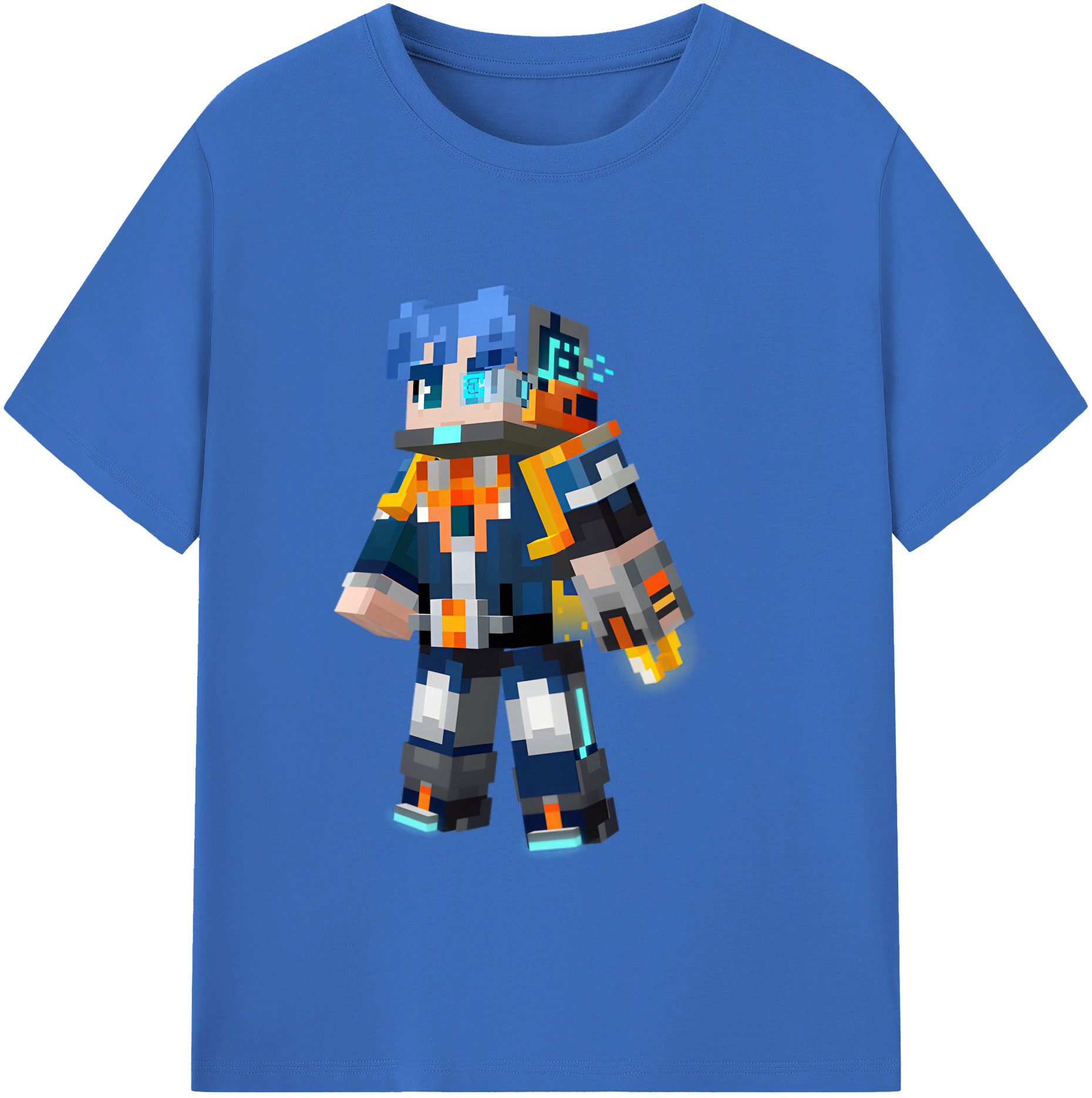 （画像用） マインクラフト ブロックの世界 Minecraft MC Block world 綿100％半袖Tシャツ（フロントプリント）