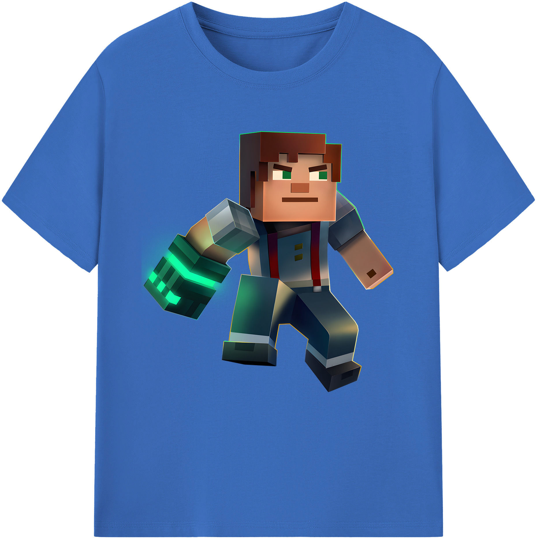 （画像用） マインクラフト ブロックの世界 Minecraft MC Block world 綿100％半袖Tシャツ（フロントプリント）