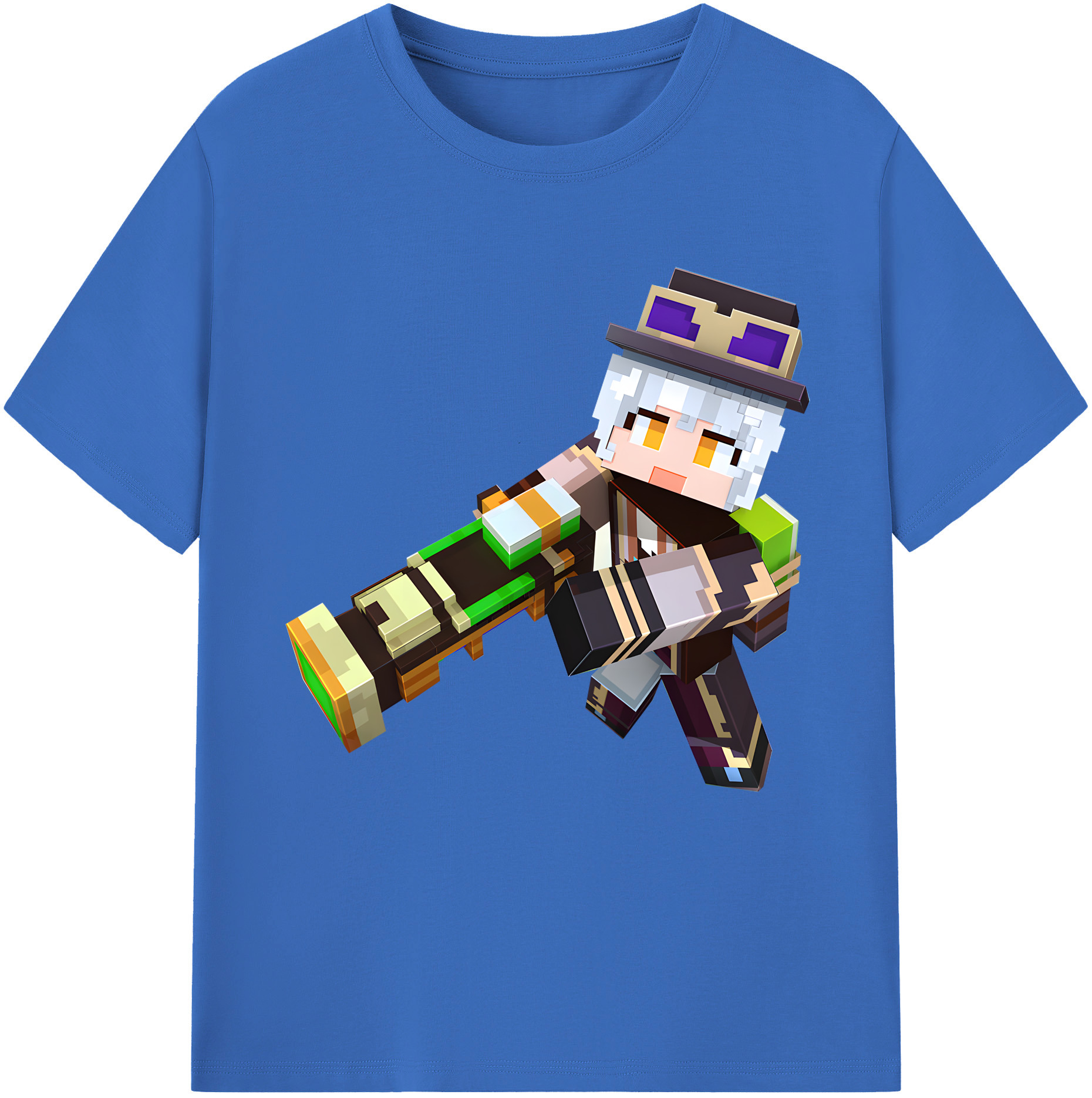 （画像用） マインクラフト ブロックの世界 Minecraft MC Block world 綿100％半袖Tシャツ（フロントプリント）