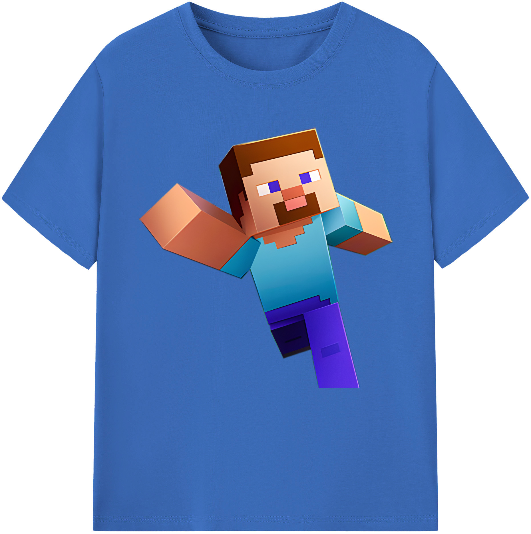 （画像用） マインクラフト ブロックの世界 Minecraft MC Block world 綿100％半袖Tシャツ（フロントプリント）