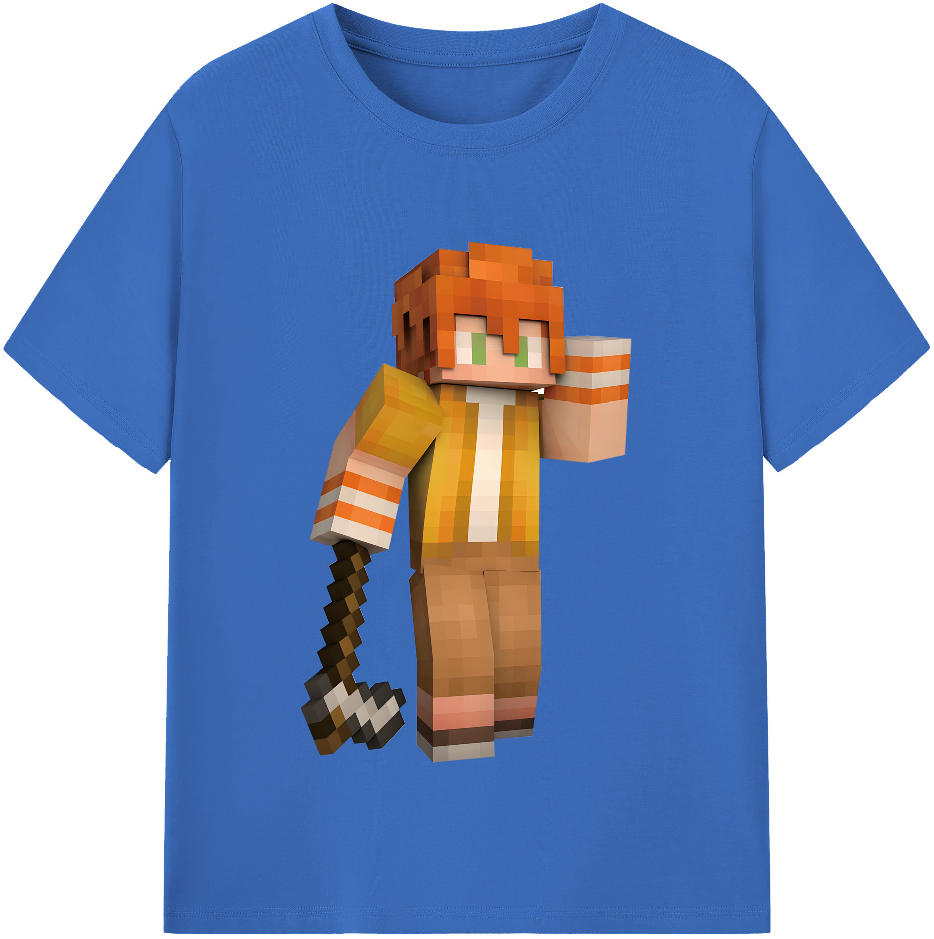 （画像用） マインクラフト ブロックの世界 Minecraft MC Block world 綿100％半袖Tシャツ（フロントプリント）