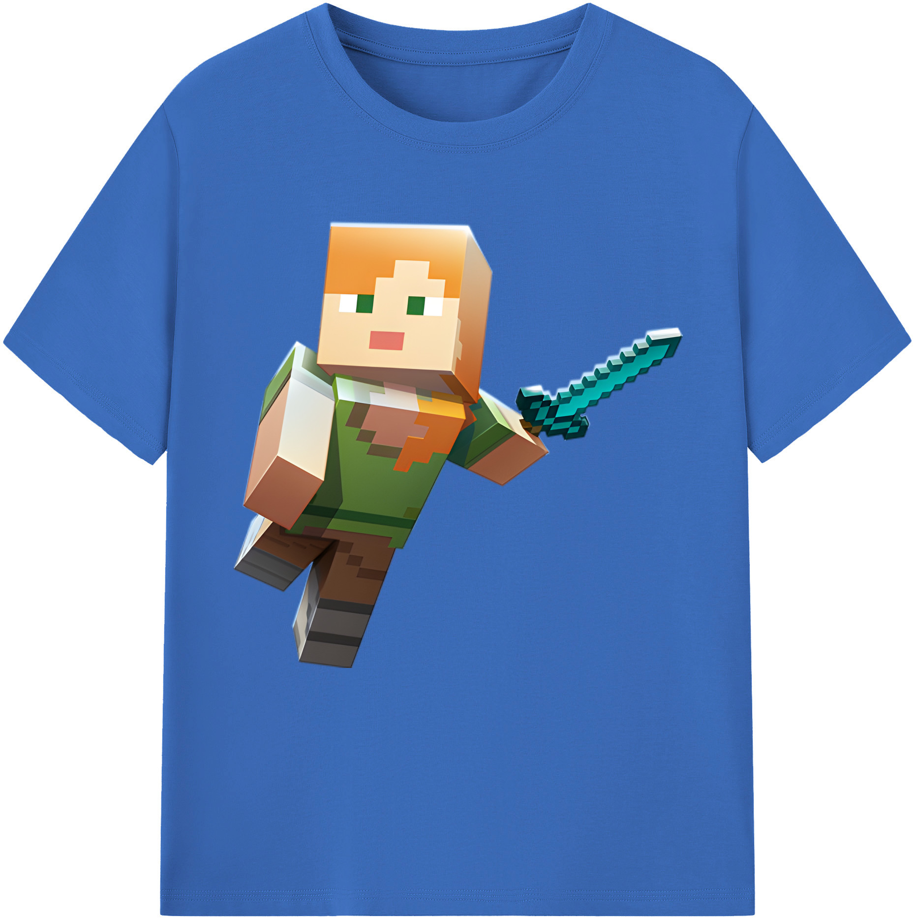 （画像用） マインクラフト ブロックの世界 Minecraft MC Block world 綿100％半袖Tシャツ（フロントプリント）