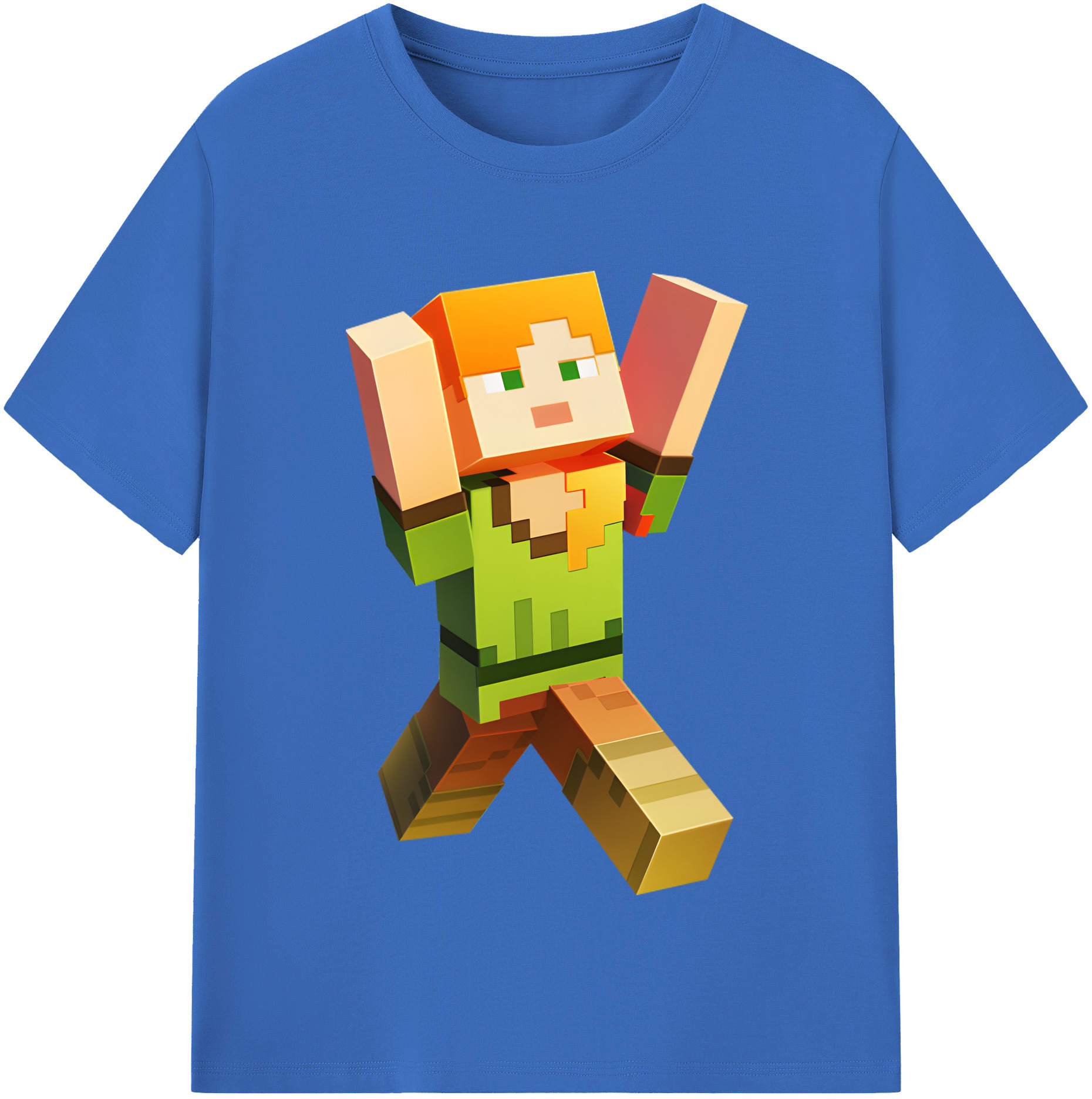 （画像用） マインクラフト ブロックの世界 Minecraft MC Block world 綿100％半袖Tシャツ（フロントプリント）