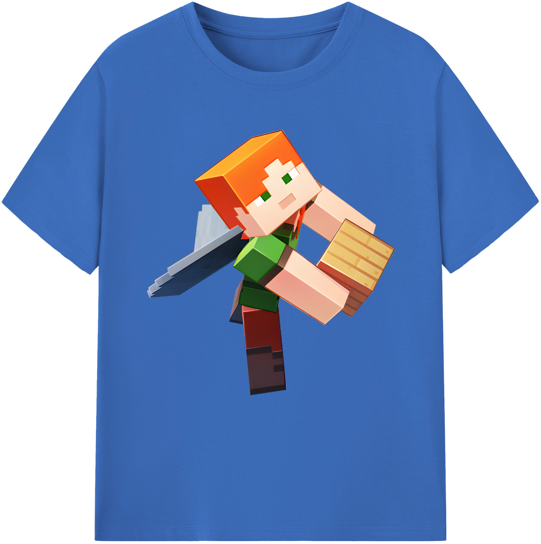 （画像用） マインクラフト ブロックの世界 Minecraft MC Block world 綿100％半袖Tシャツ（フロントプリント）