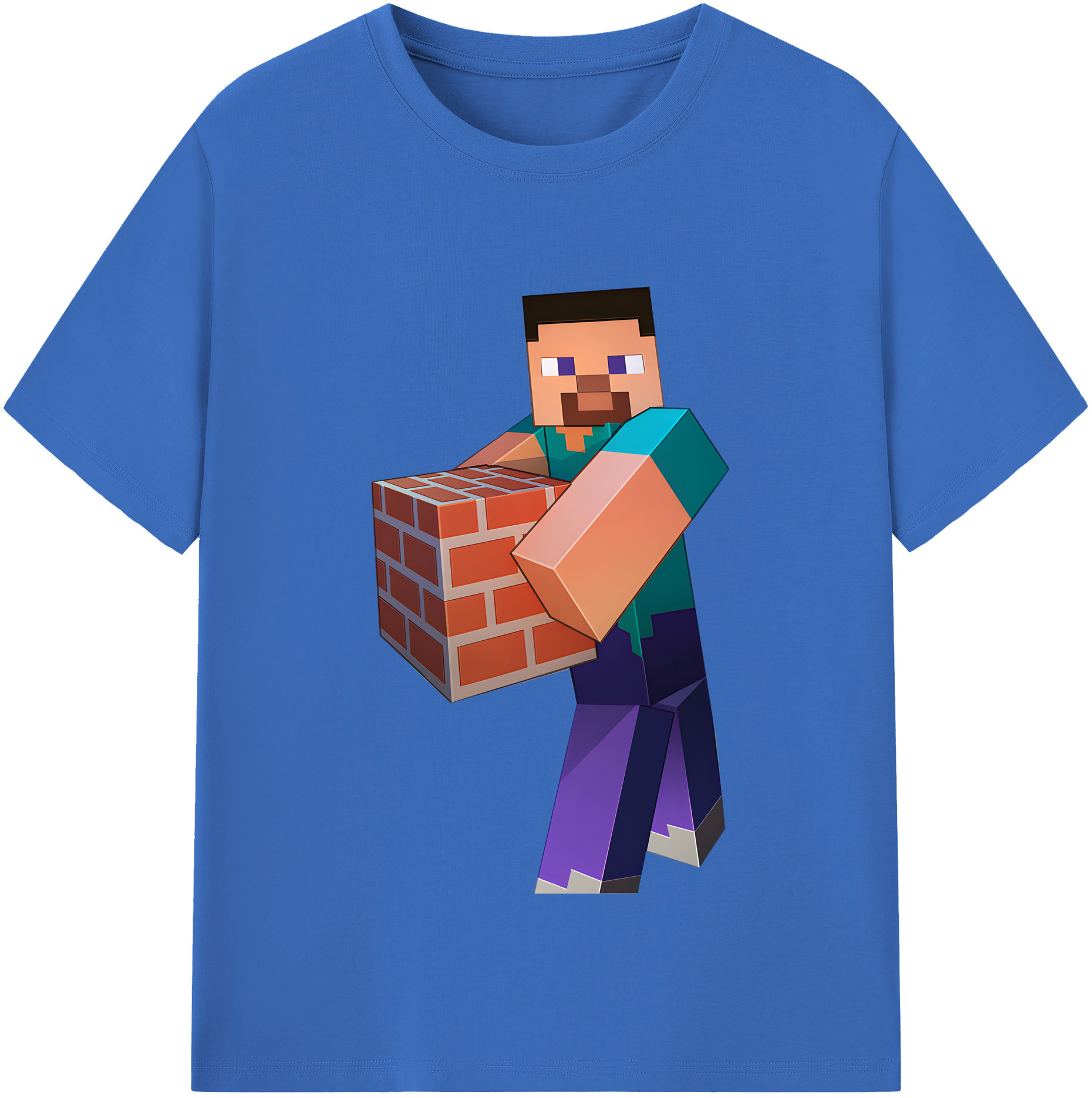 （画像用） マインクラフト ブロックの世界 Minecraft MC Block world 綿100％半袖Tシャツ（フロントプリント）