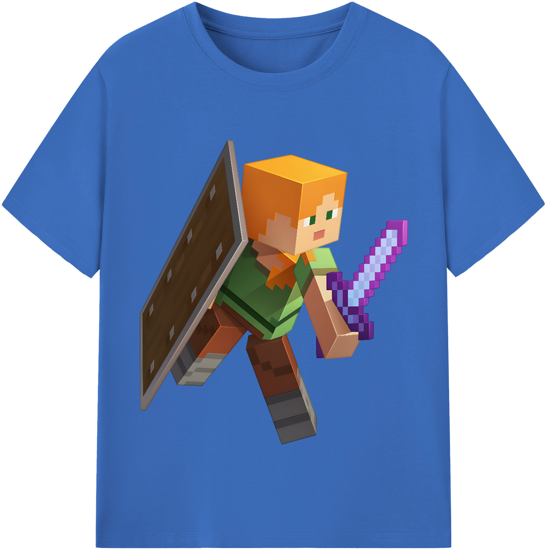 （画像用） マインクラフト ブロックの世界 Minecraft MC Block world 綿100％半袖Tシャツ（フロントプリント）
