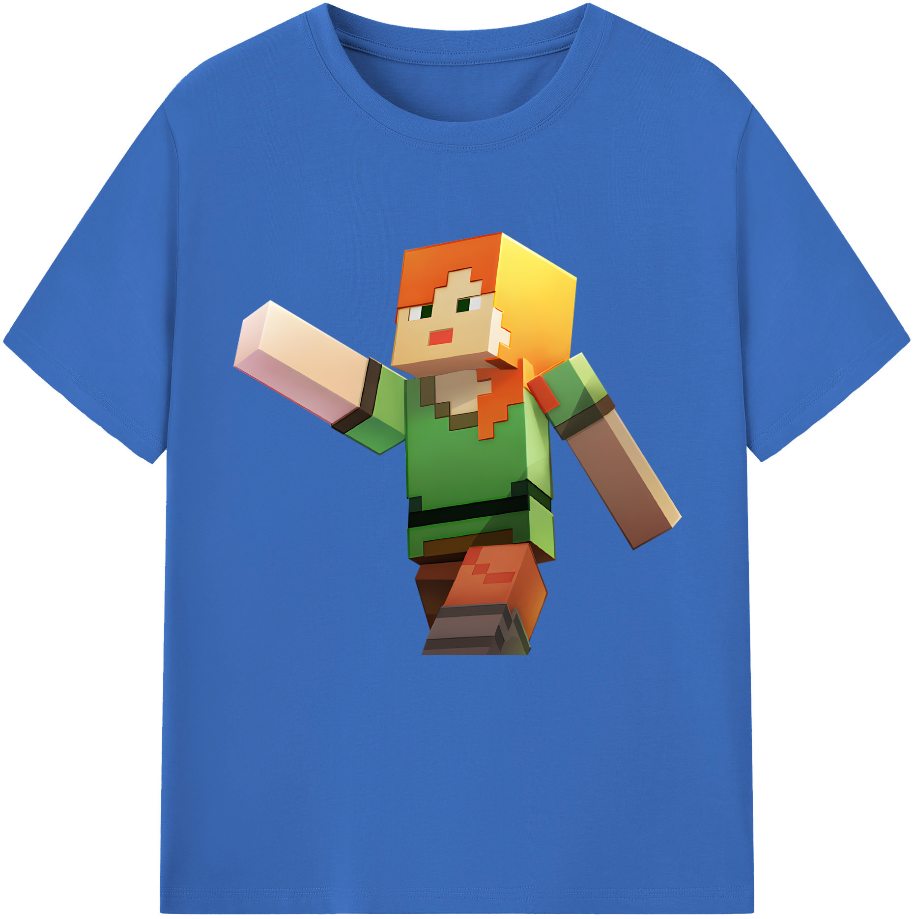 （画像用） マインクラフト ブロックの世界 Minecraft MC Block world 綿100％半袖Tシャツ（フロントプリント）