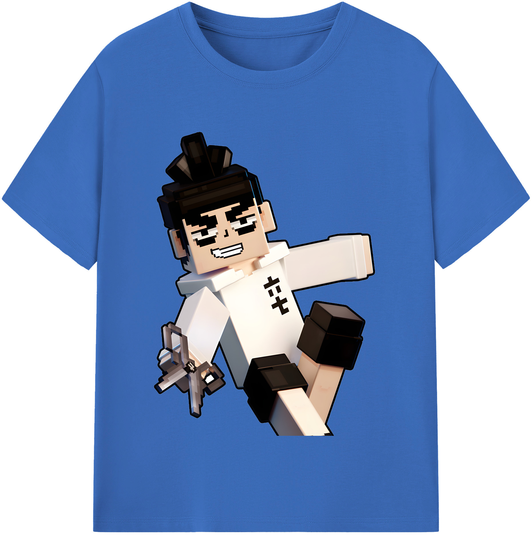 （画像用） マインクラフト ブロックの世界 Minecraft MC Block world 綿100％半袖Tシャツ（フロントプリント）