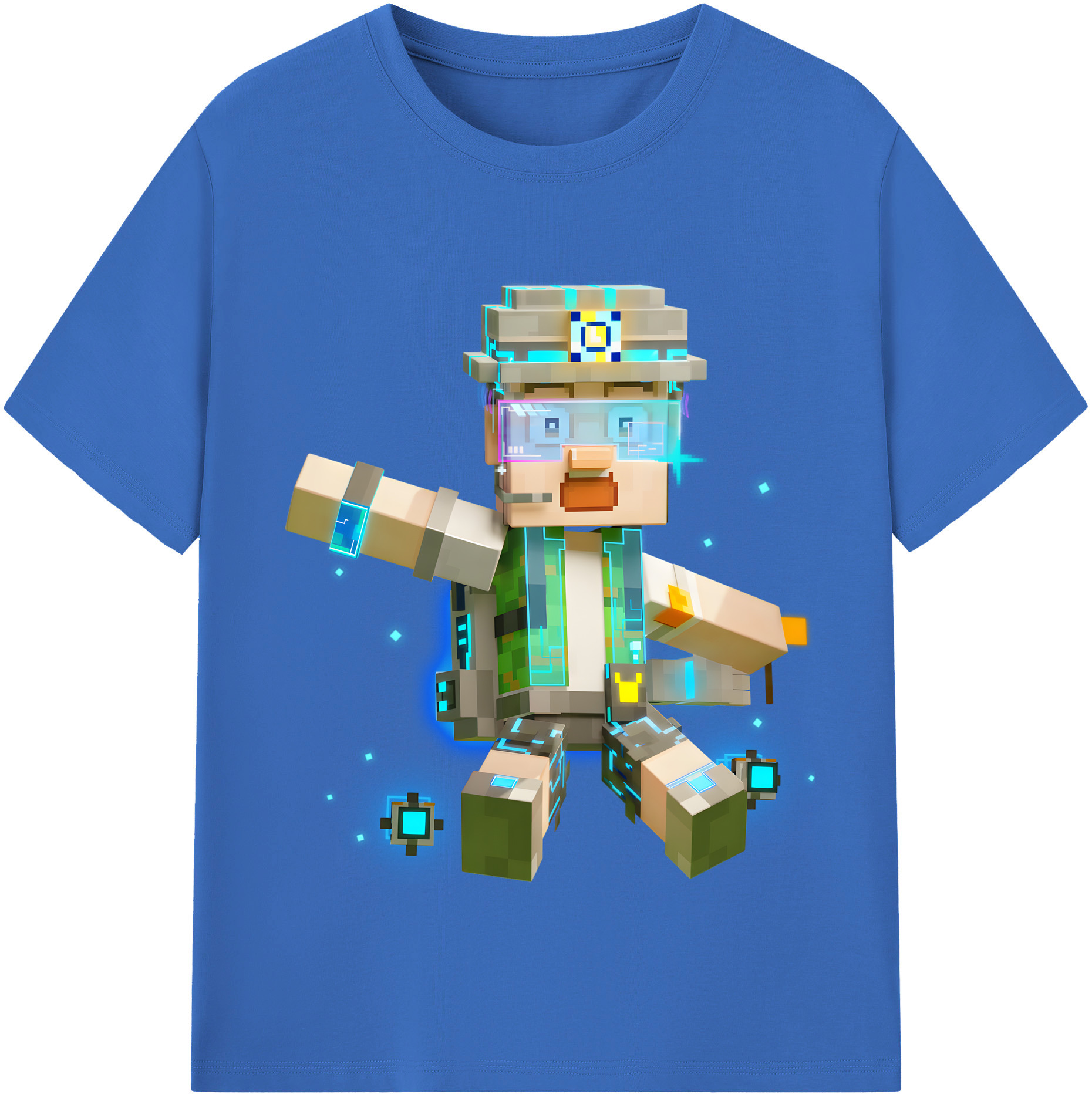 （画像用） マインクラフト ブロックの世界 Minecraft MC Block world 綿100％半袖Tシャツ（フロントプリント）