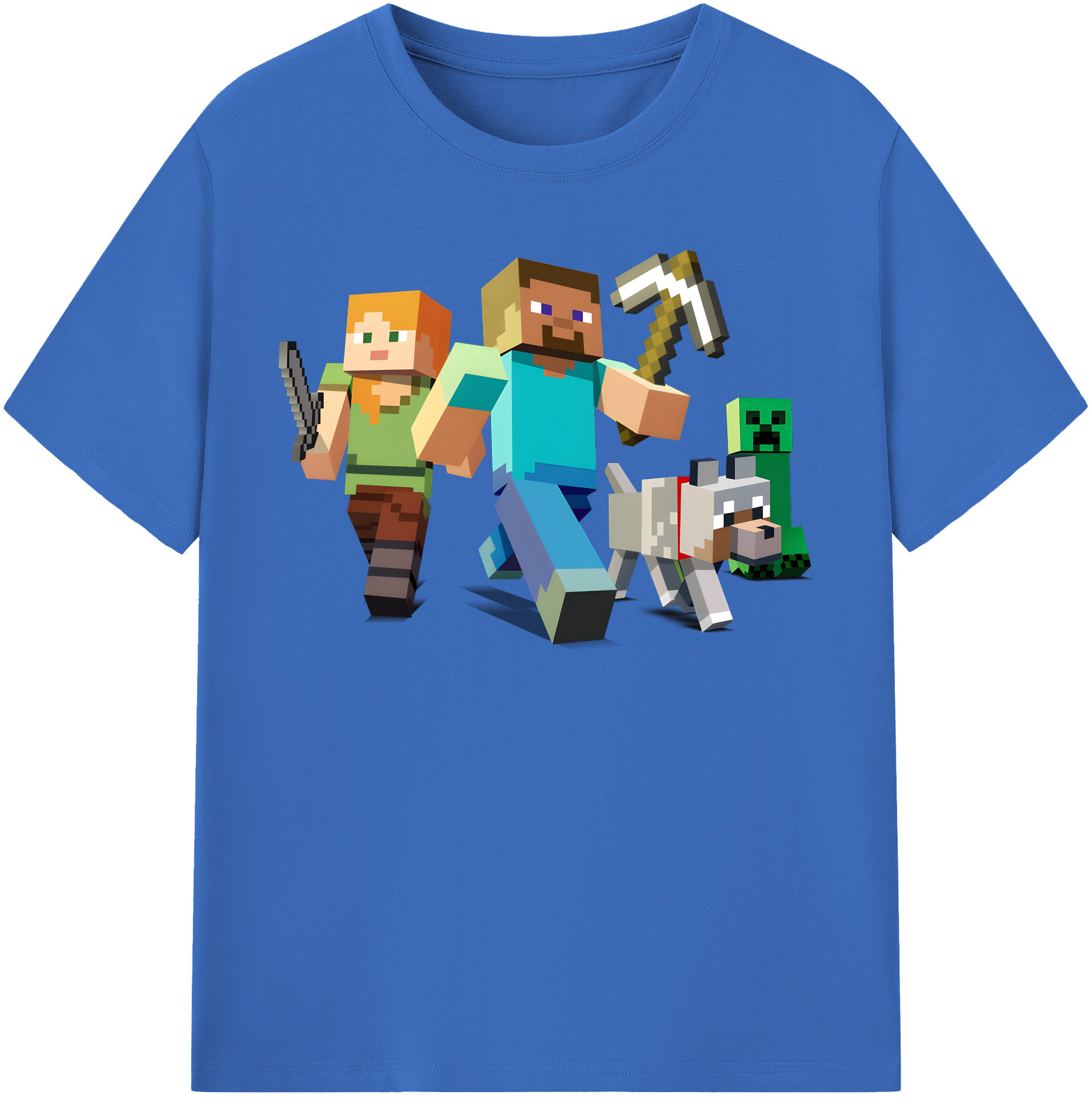 （画像用） マインクラフト ブロックの世界 Minecraft MC Block world 綿100％半袖Tシャツ（フロントプリント）