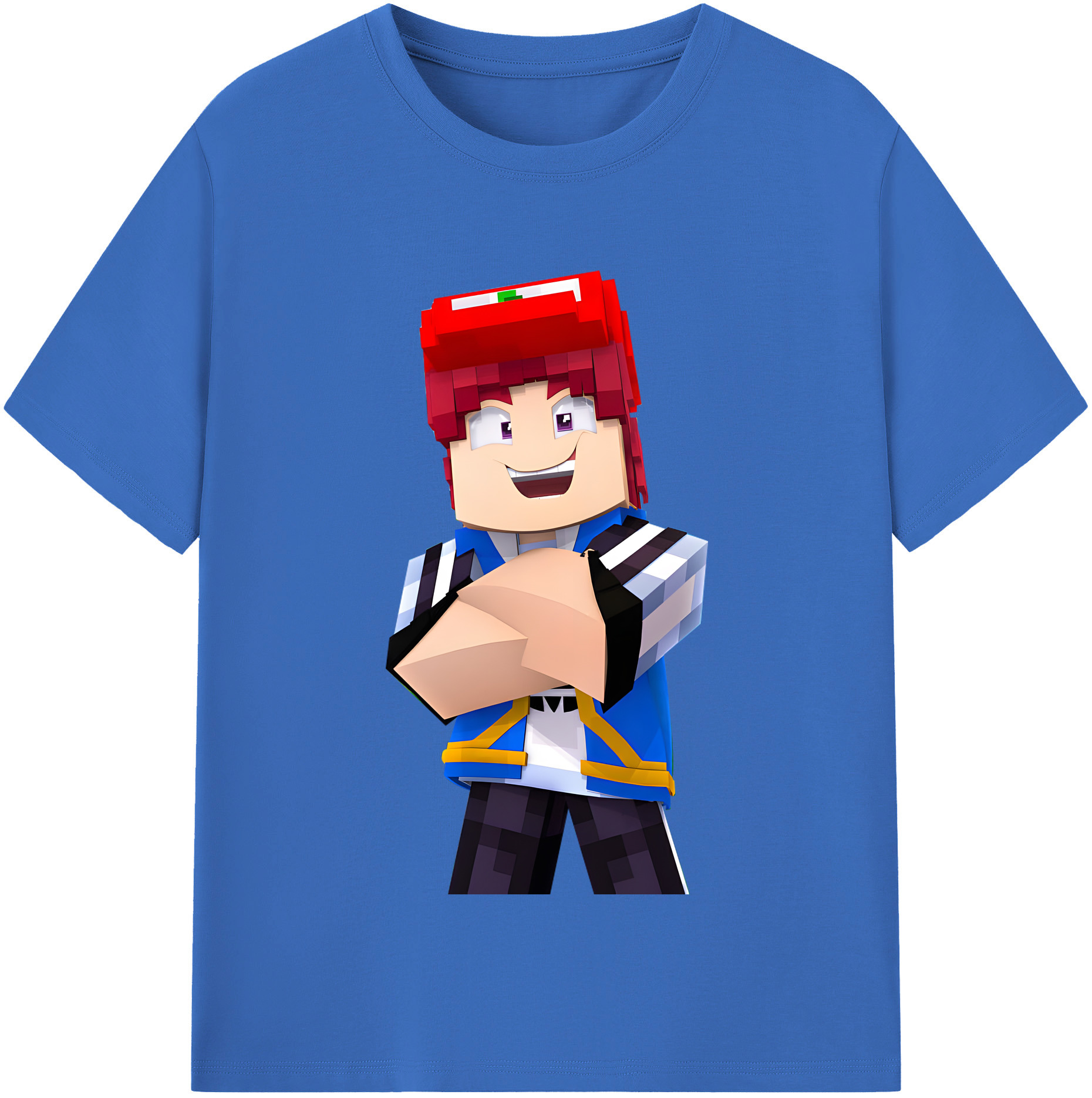 （画像用） マインクラフト ブロックの世界 Minecraft MC Block world 綿100％半袖Tシャツ（フロントプリント）