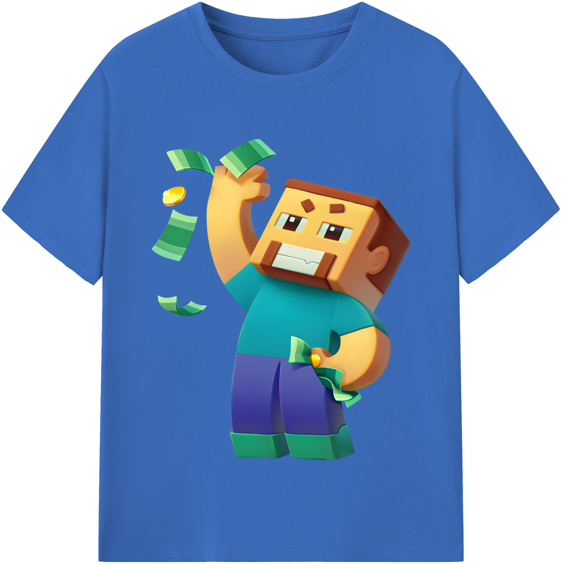 （画像用） マインクラフト ブロックの世界 Minecraft MC Block world 綿100％半袖Tシャツ（フロントプリント）