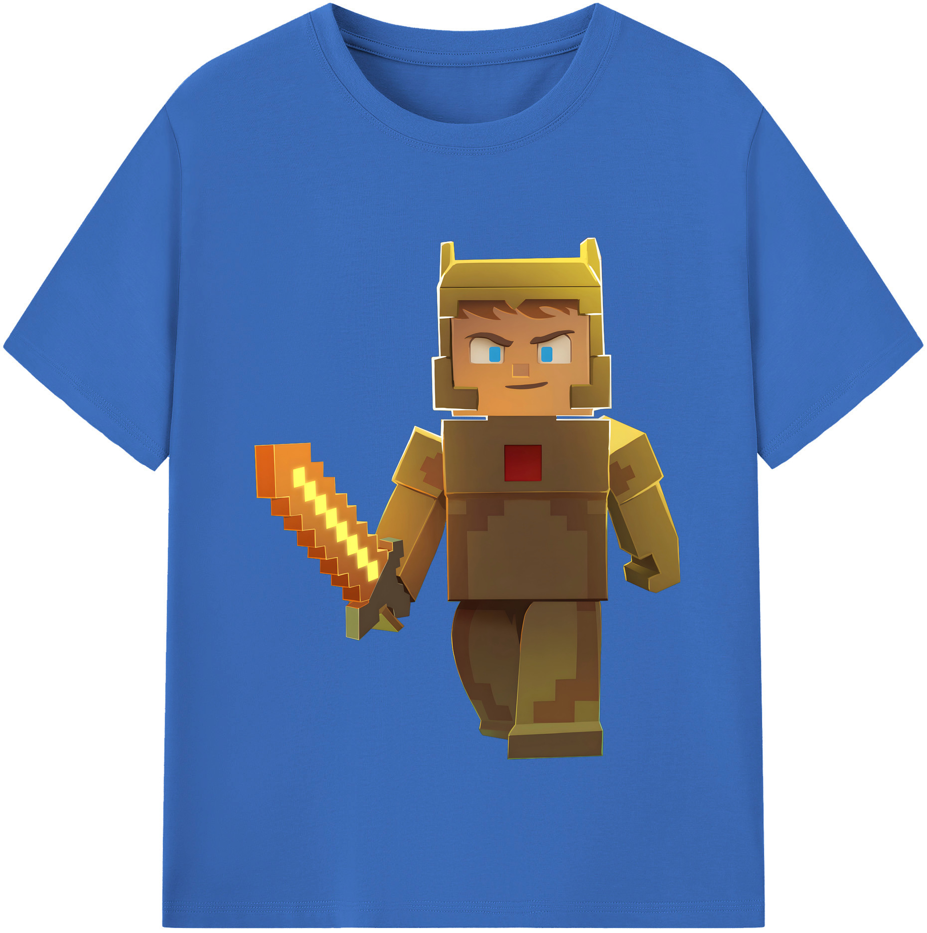 （画像用） マインクラフト ブロックの世界 Minecraft MC Block world 綿100％半袖Tシャツ（フロントプリント）
