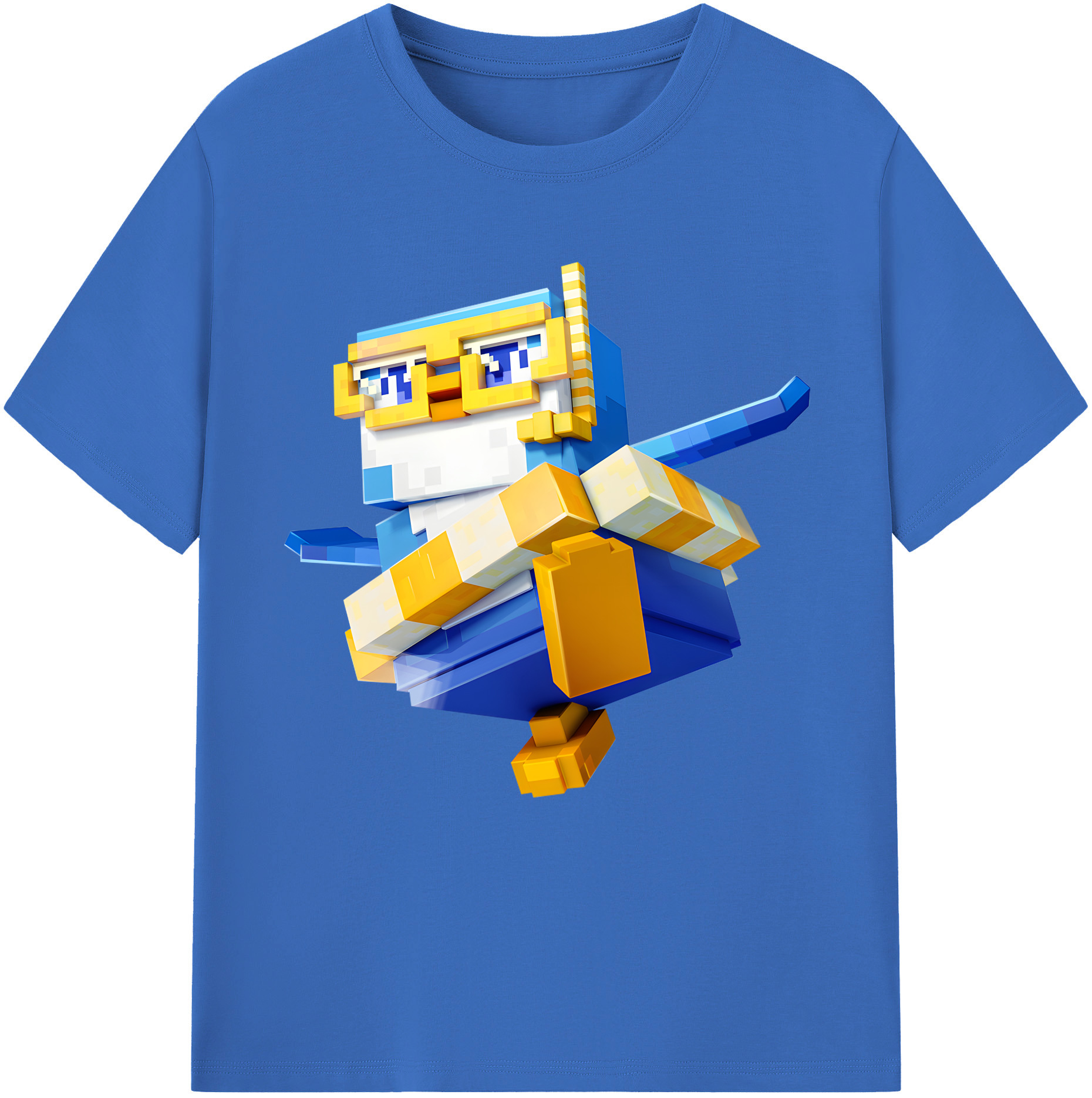 （画像用） マインクラフト ブロックの世界 Minecraft MC Block world 綿100％半袖Tシャツ（フロントプリント）