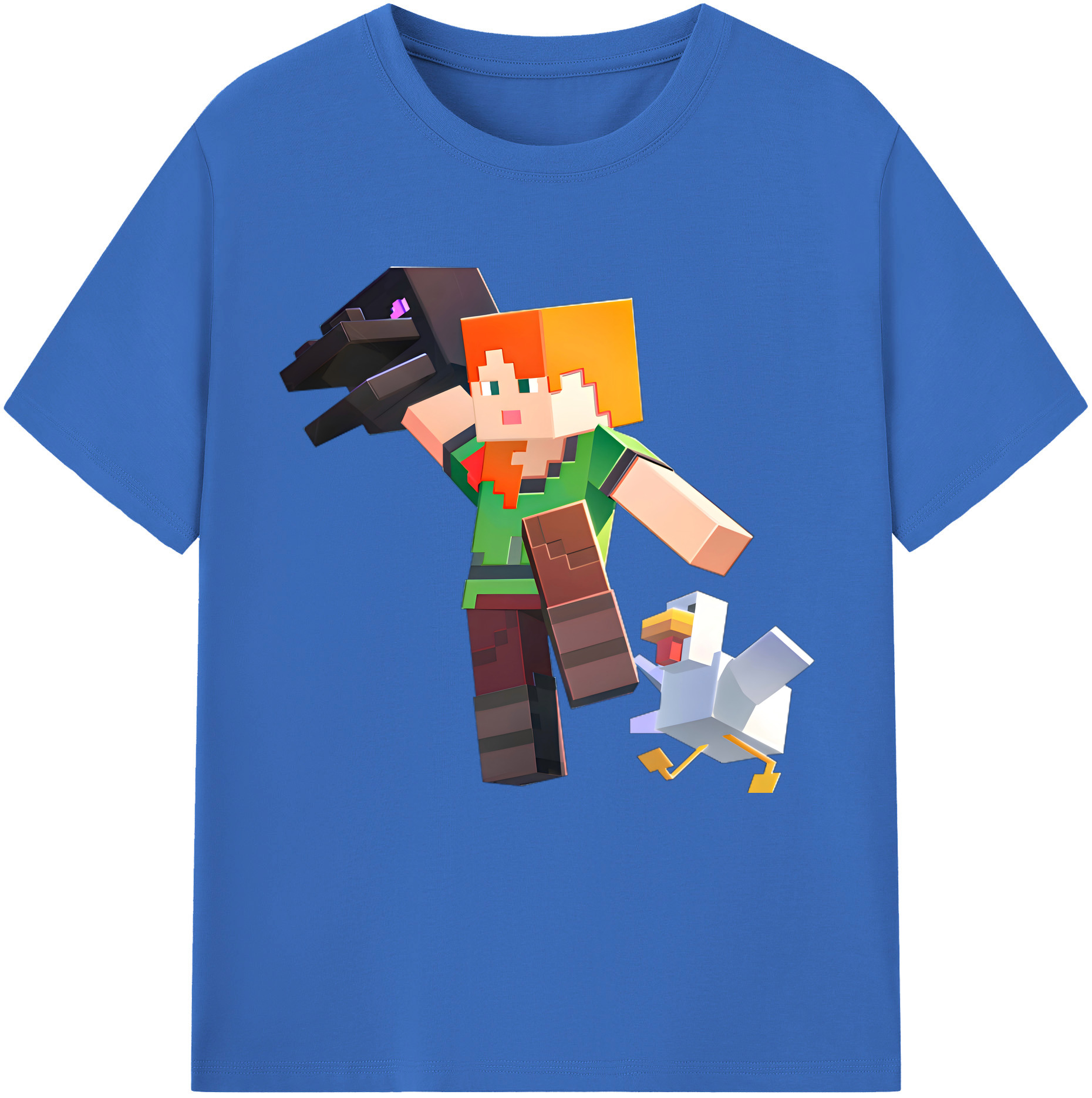 （画像用） マインクラフト ブロックの世界 Minecraft MC Block world 綿100％半袖Tシャツ（フロントプリント）