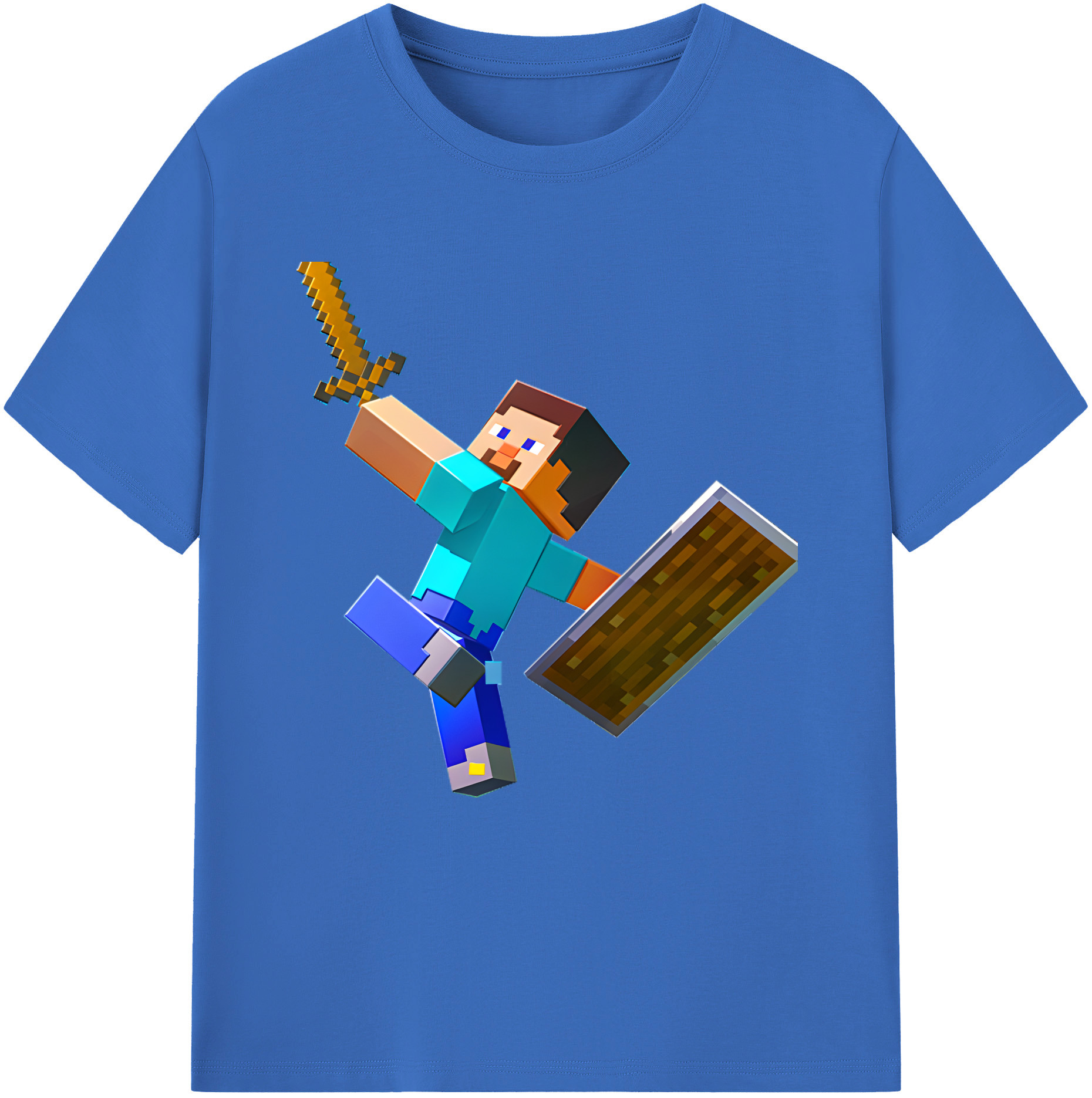 （画像用） マインクラフト ブロックの世界 Minecraft MC Block world 綿100％半袖Tシャツ（フロントプリント）