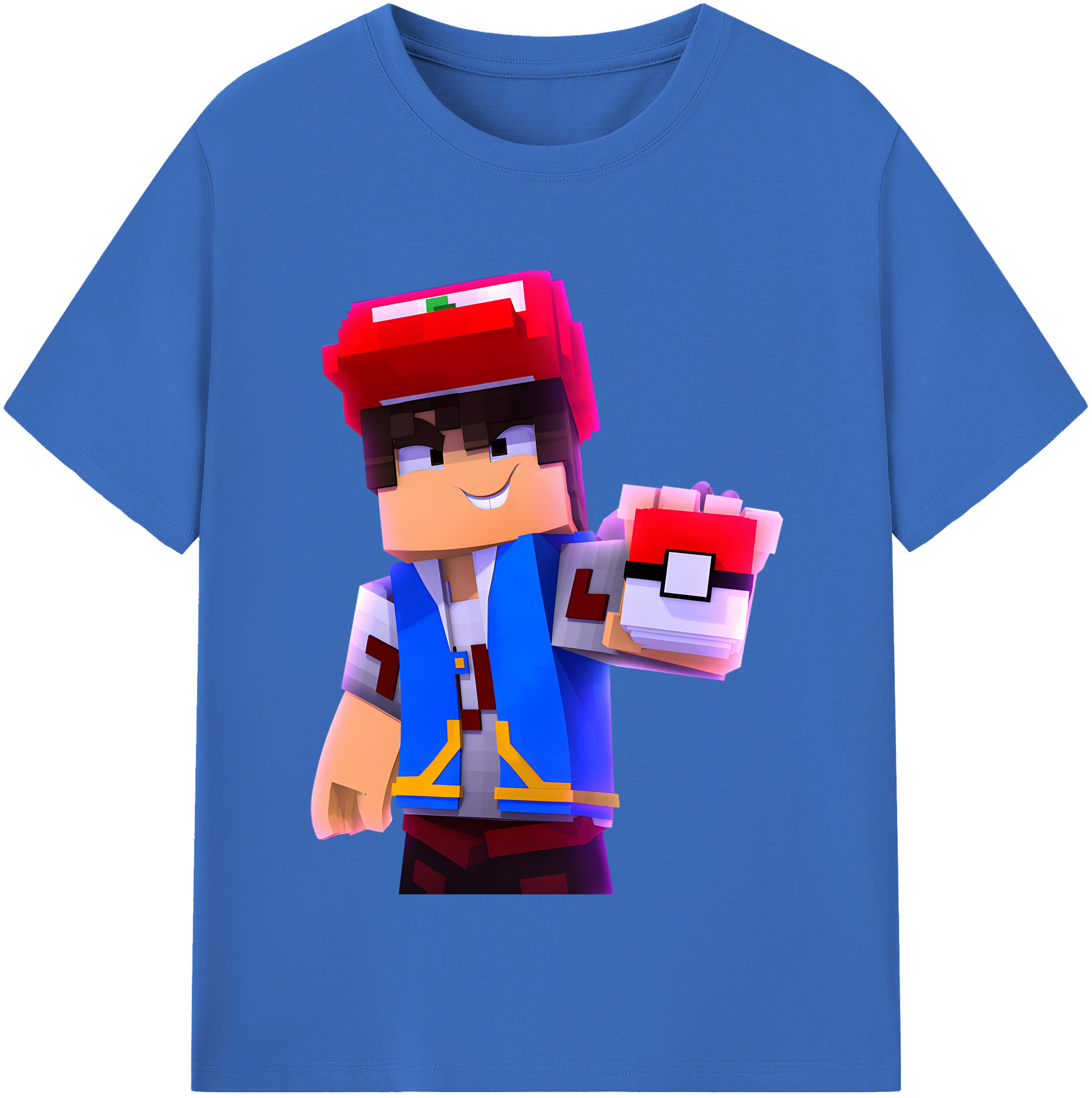 （画像用） マインクラフト ブロックの世界 Minecraft MC Block world 綿100％半袖Tシャツ（フロントプリント）
