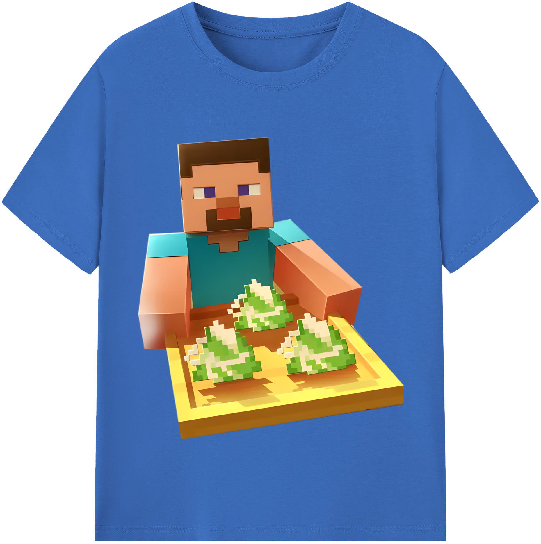 （画像用） マインクラフト ブロックの世界 Minecraft MC Block world 綿100％半袖Tシャツ（フロントプリント）