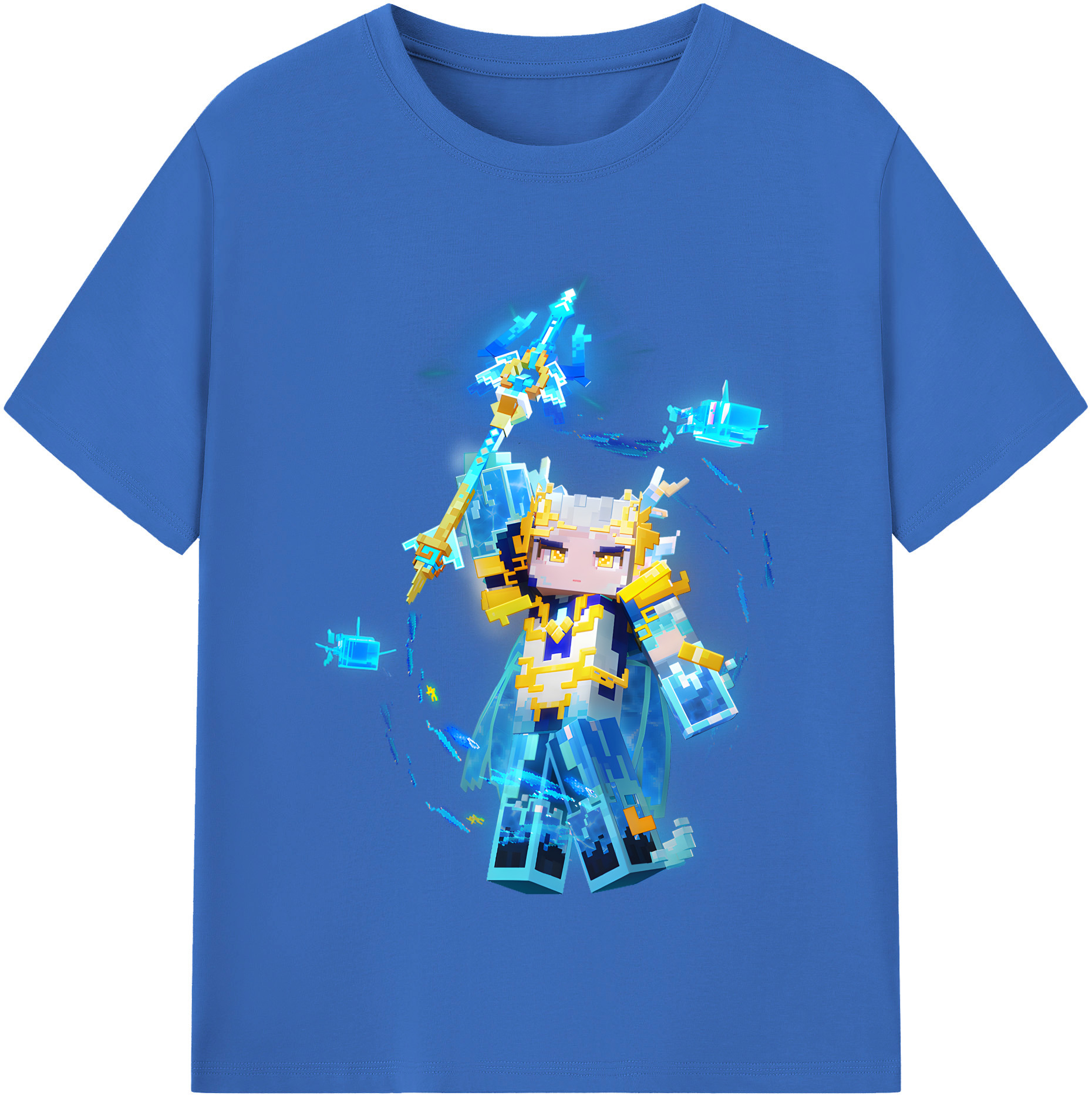 （画像用） マインクラフト ブロックの世界 Minecraft MC Block world 綿100％半袖Tシャツ（フロントプリント）