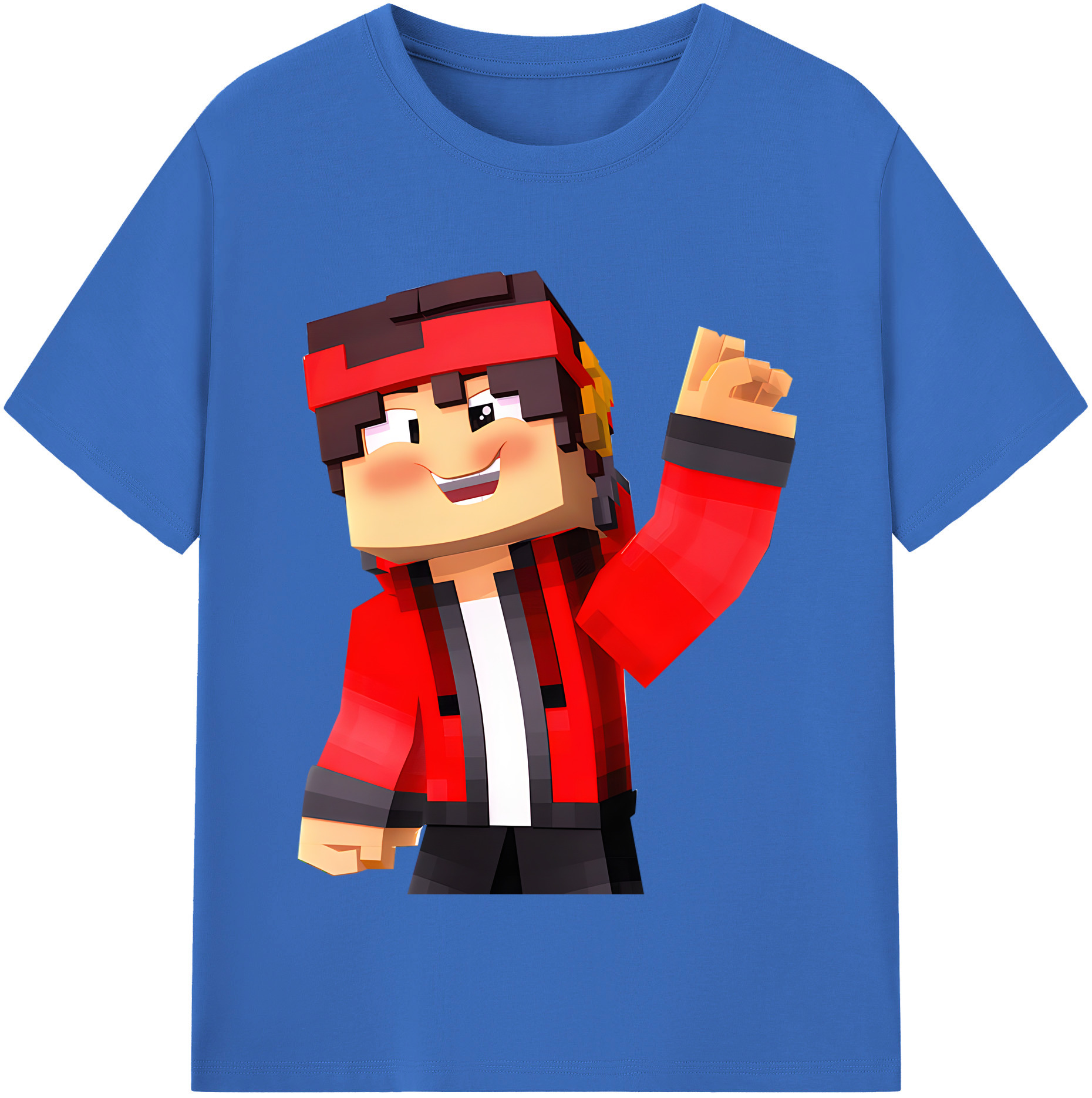 （画像用） マインクラフト ブロックの世界 Minecraft MC Block world 綿100％半袖Tシャツ（フロントプリント）