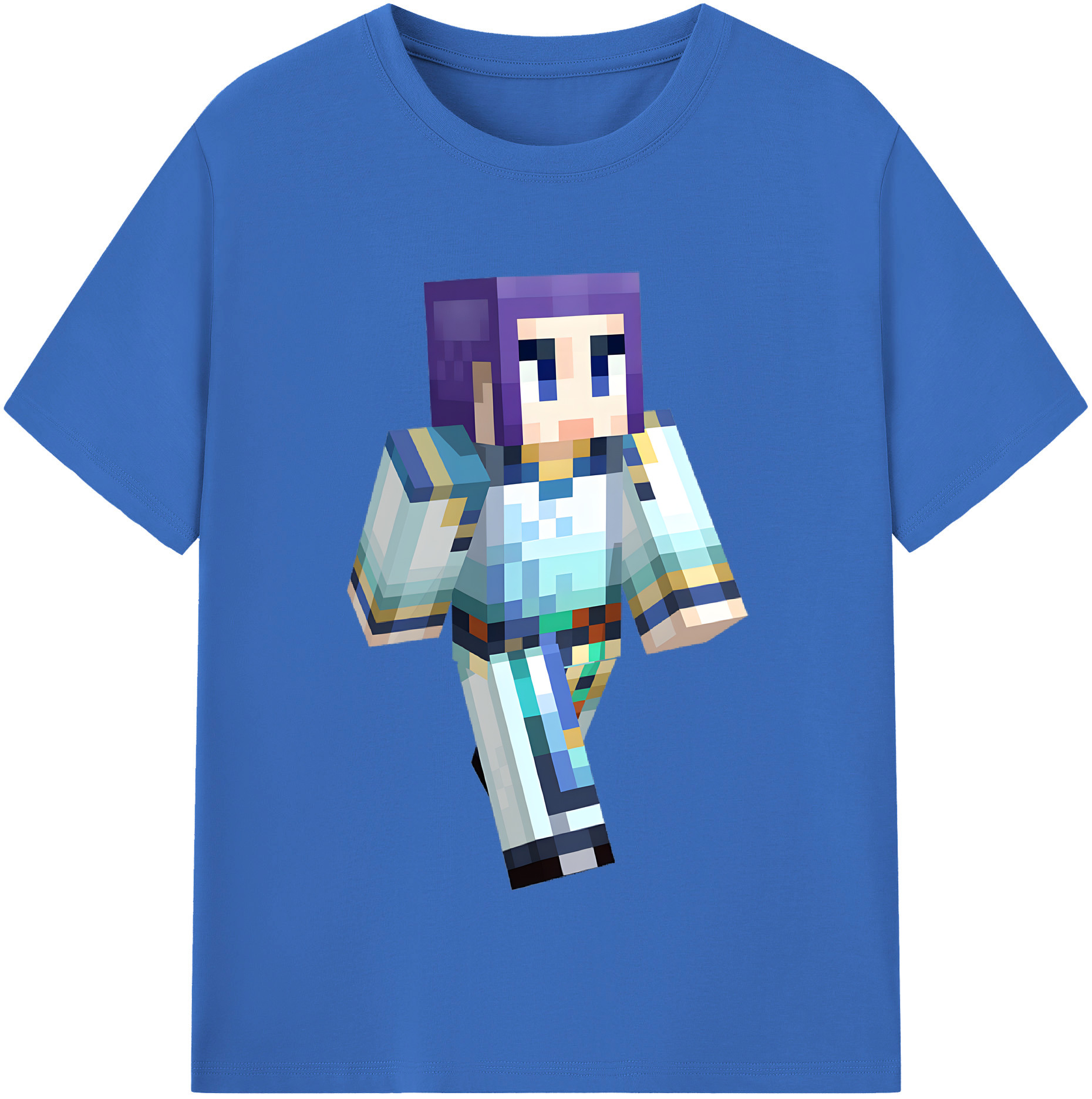 （画像用） マインクラフト ブロックの世界 Minecraft MC Block world 綿100％半袖Tシャツ（フロントプリント）