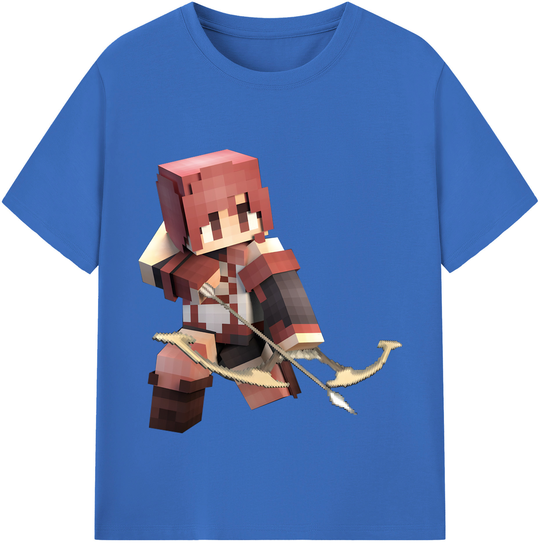 （画像用） マインクラフト ブロックの世界 Minecraft MC Block world 綿100％半袖Tシャツ（フロントプリント）
