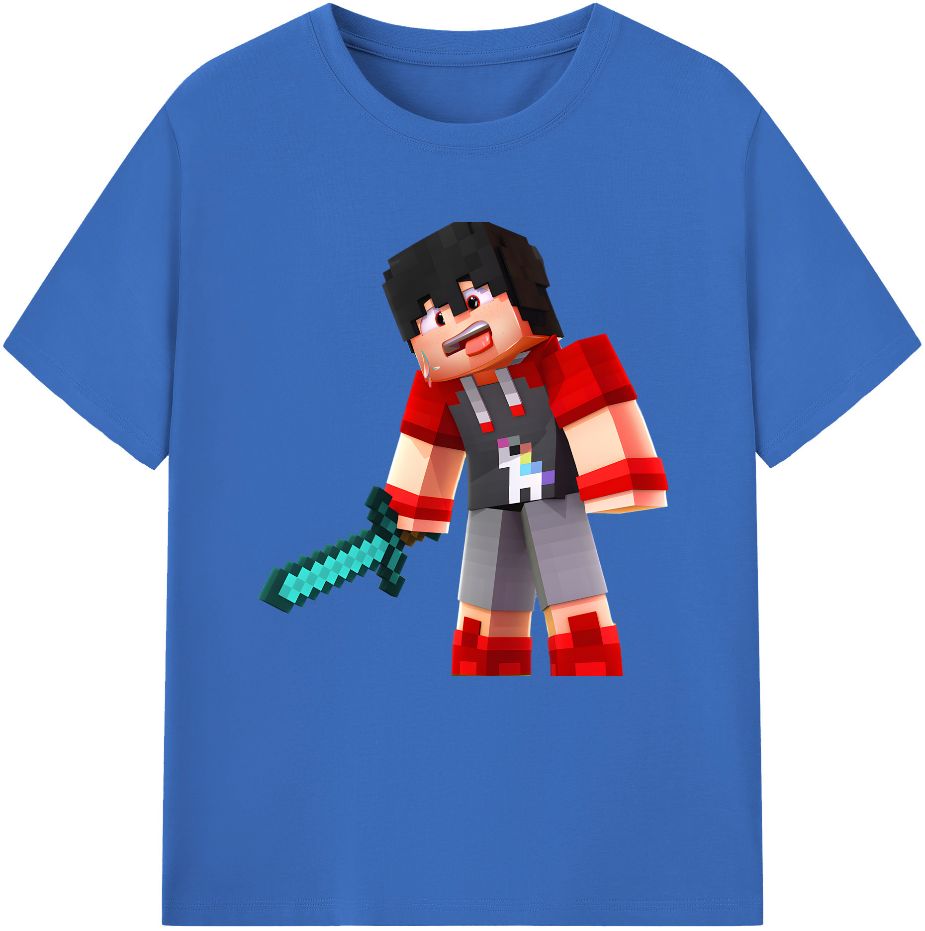（画像用） マインクラフト ブロックの世界 Minecraft MC Block world 綿100％半袖Tシャツ（フロントプリント）