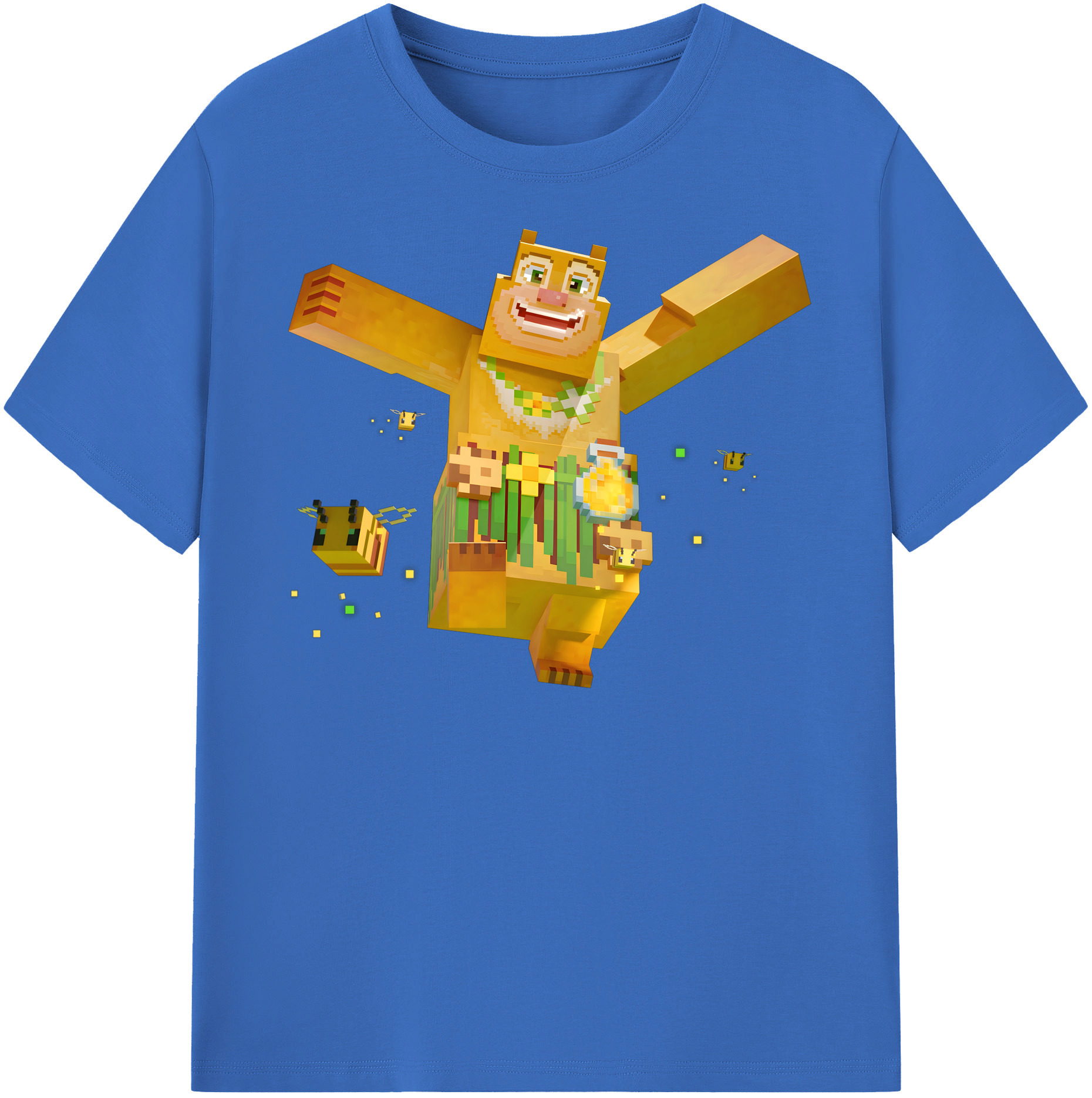 （画像用） マインクラフト ブロックの世界 Minecraft MC Block world 綿100％半袖Tシャツ（フロントプリント）