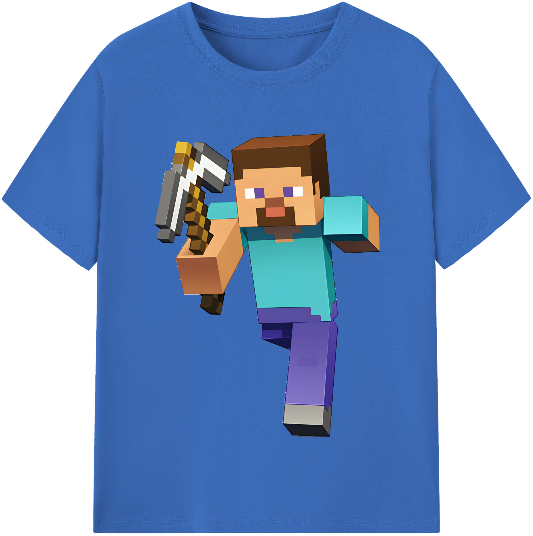 （画像用） マインクラフト ブロックの世界 Minecraft MC Block world 綿100％半袖Tシャツ（フロントプリント）