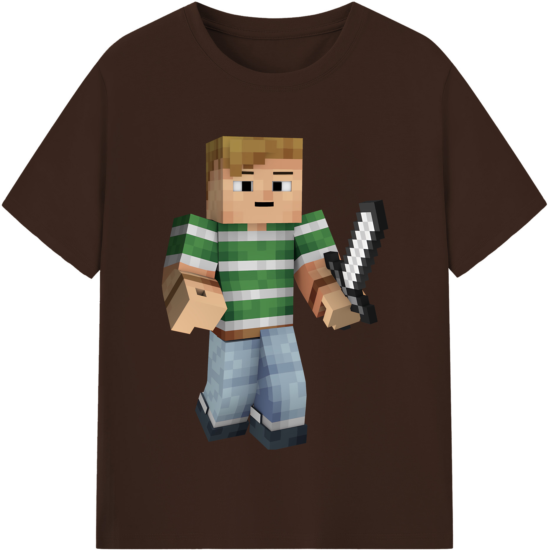 （画像用） マインクラフト ブロックの世界 Minecraft MC Block world 綿100％半袖Tシャツ（フロントプリント）