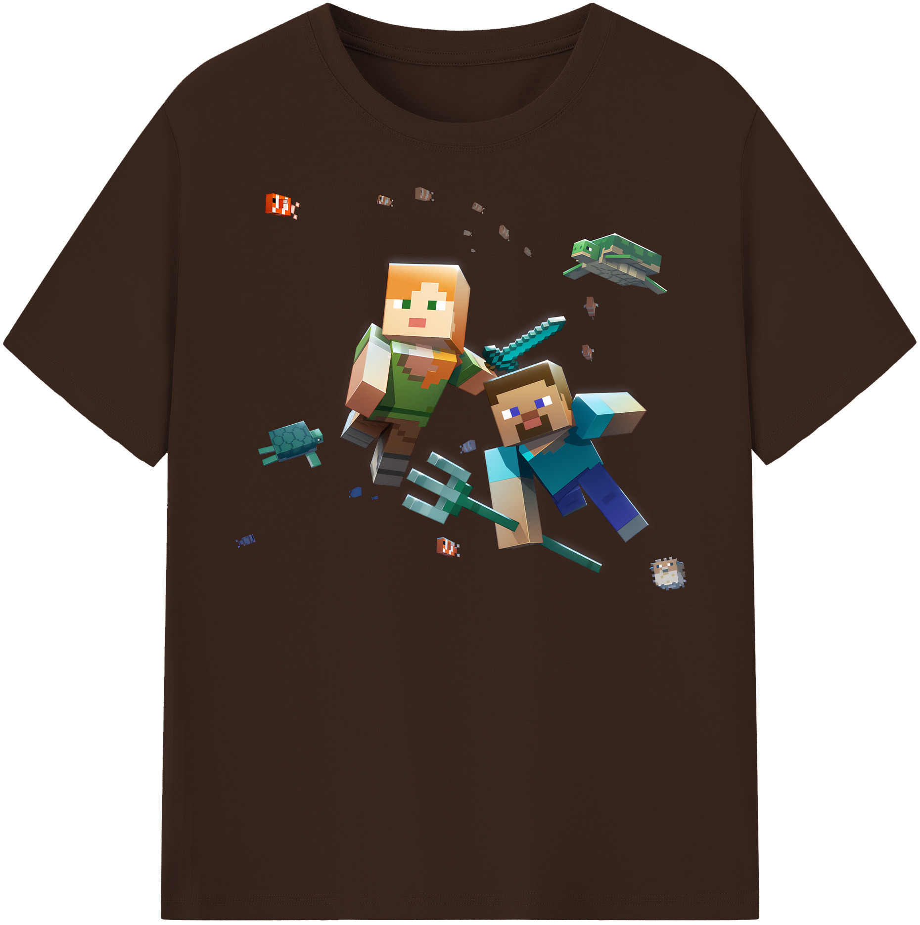 （画像用） マインクラフト ブロックの世界 Minecraft MC Block world 綿100％半袖Tシャツ（フロントプリント）
