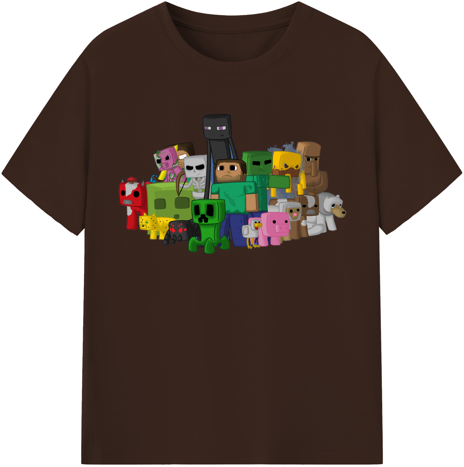 （画像用） マインクラフト ブロックの世界 Minecraft MC Block world 綿100％半袖Tシャツ（フロントプリント）