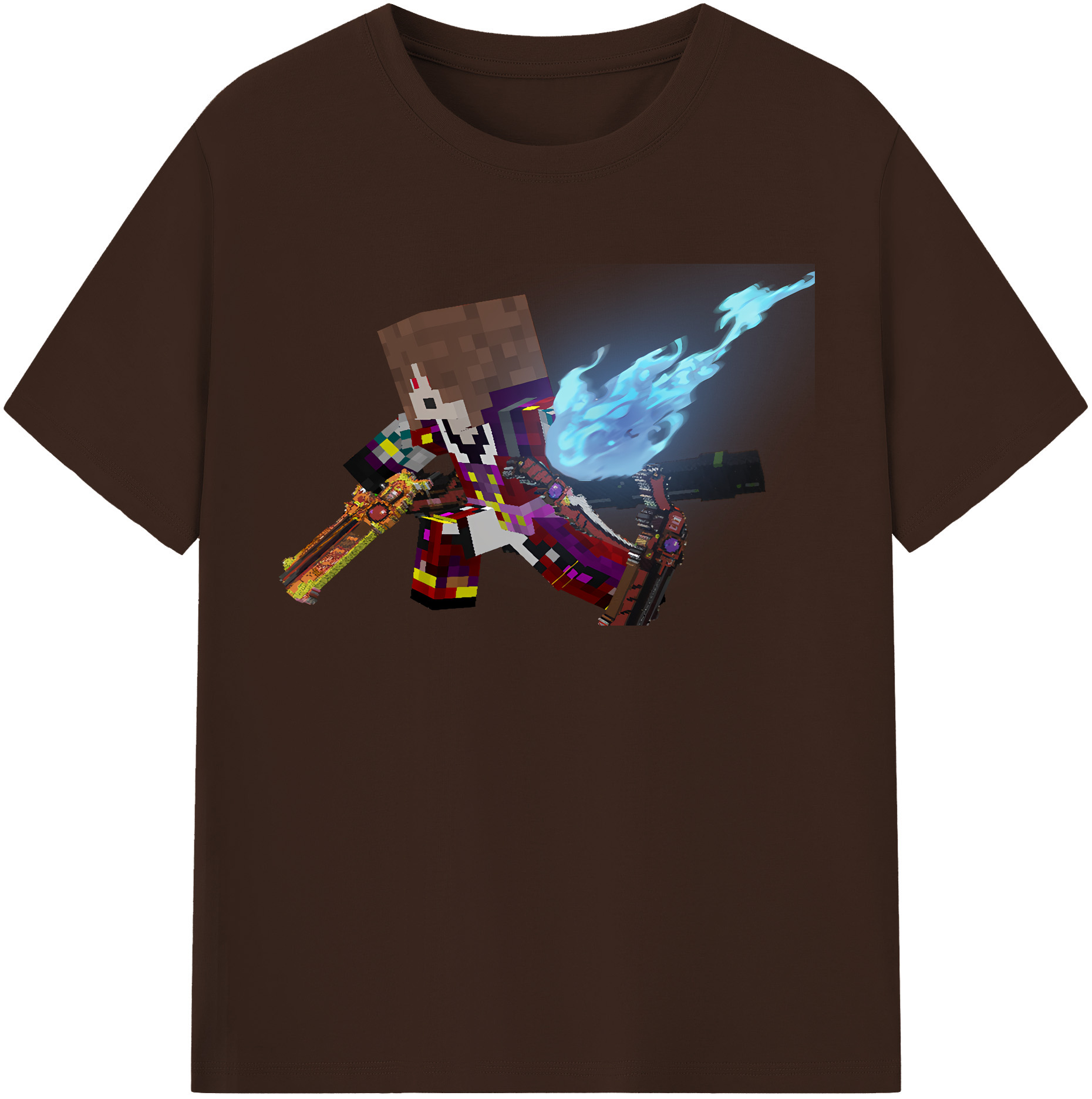 （画像用） マインクラフト ブロックの世界 Minecraft MC Block world 綿100％半袖Tシャツ（フロントプリント）
