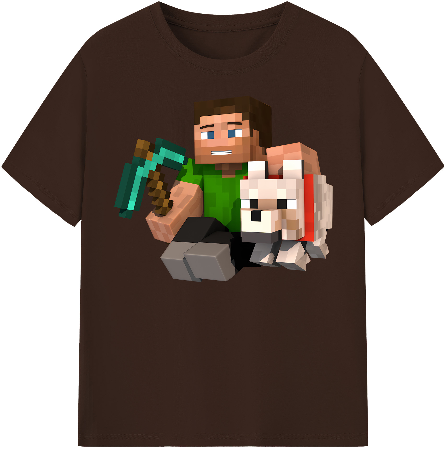 （画像用） マインクラフト ブロックの世界 Minecraft MC Block world 綿100％半袖Tシャツ（フロントプリント）