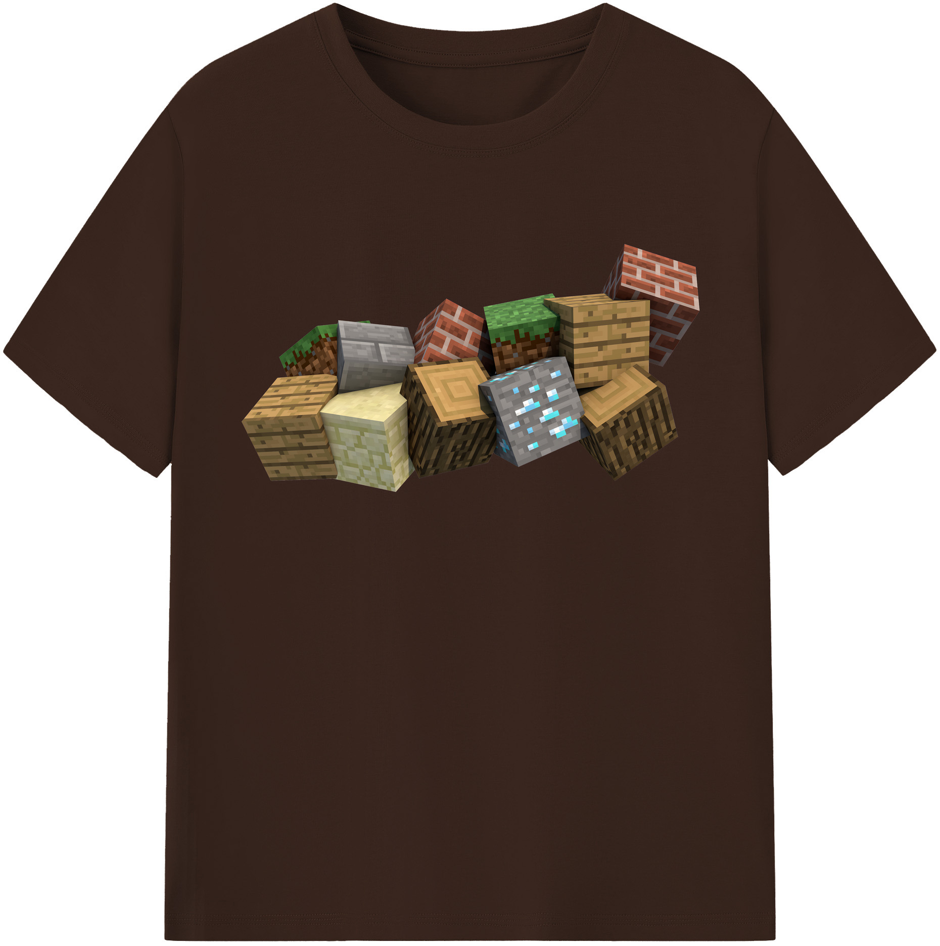 （画像用） マインクラフト ブロックの世界 Minecraft MC Block world 綿100％半袖Tシャツ（フロントプリント）