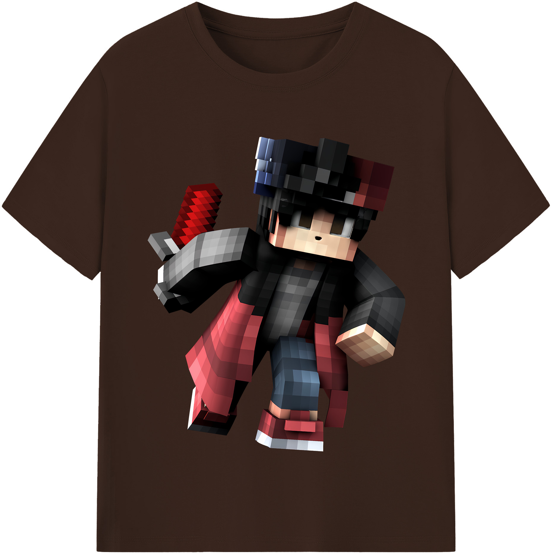（画像用） マインクラフト ブロックの世界 Minecraft MC Block world 綿100％半袖Tシャツ（フロントプリント）