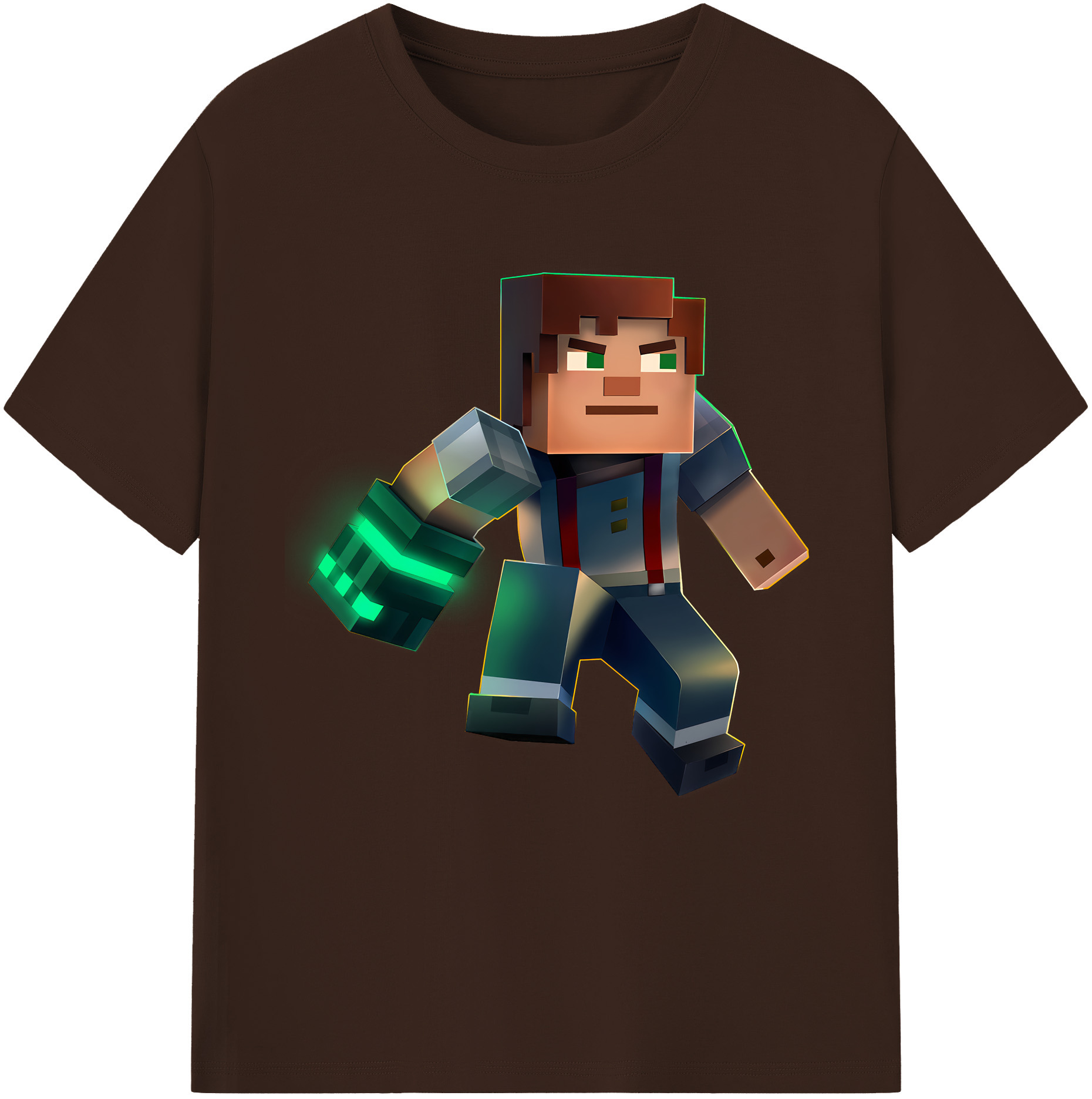 （画像用） マインクラフト ブロックの世界 Minecraft MC Block world 綿100％半袖Tシャツ（フロントプリント）