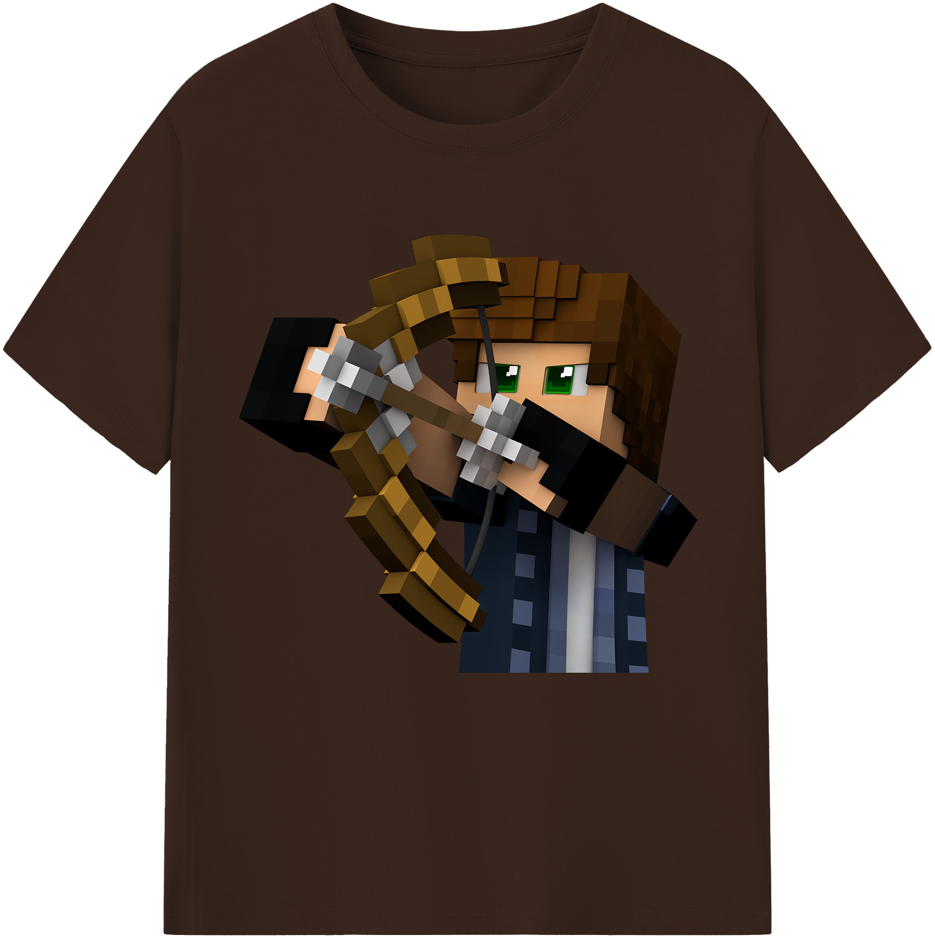 （画像用） マインクラフト ブロックの世界 Minecraft MC Block world 綿100％半袖Tシャツ（フロントプリント）