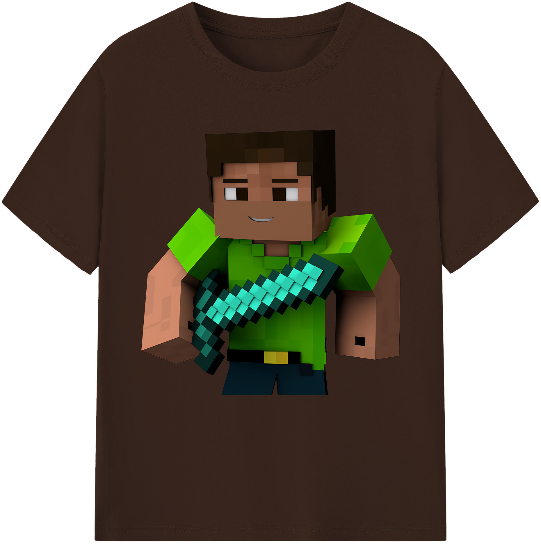 （画像用） マインクラフト ブロックの世界 Minecraft MC Block world 綿100％半袖Tシャツ（フロントプリント）