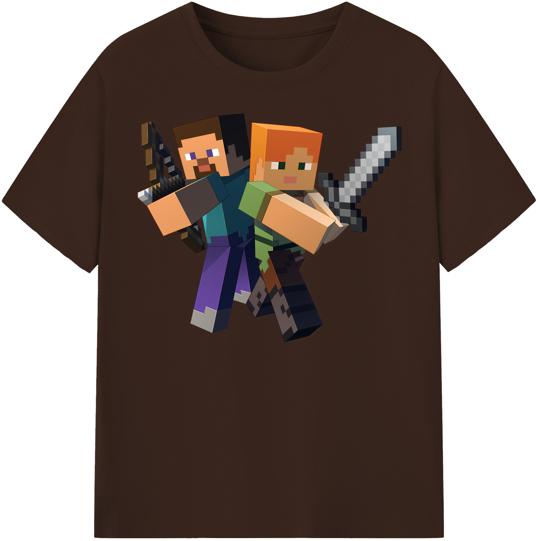 （画像用） マインクラフト ブロックの世界 Minecraft MC Block world 綿100％半袖Tシャツ（フロントプリント）